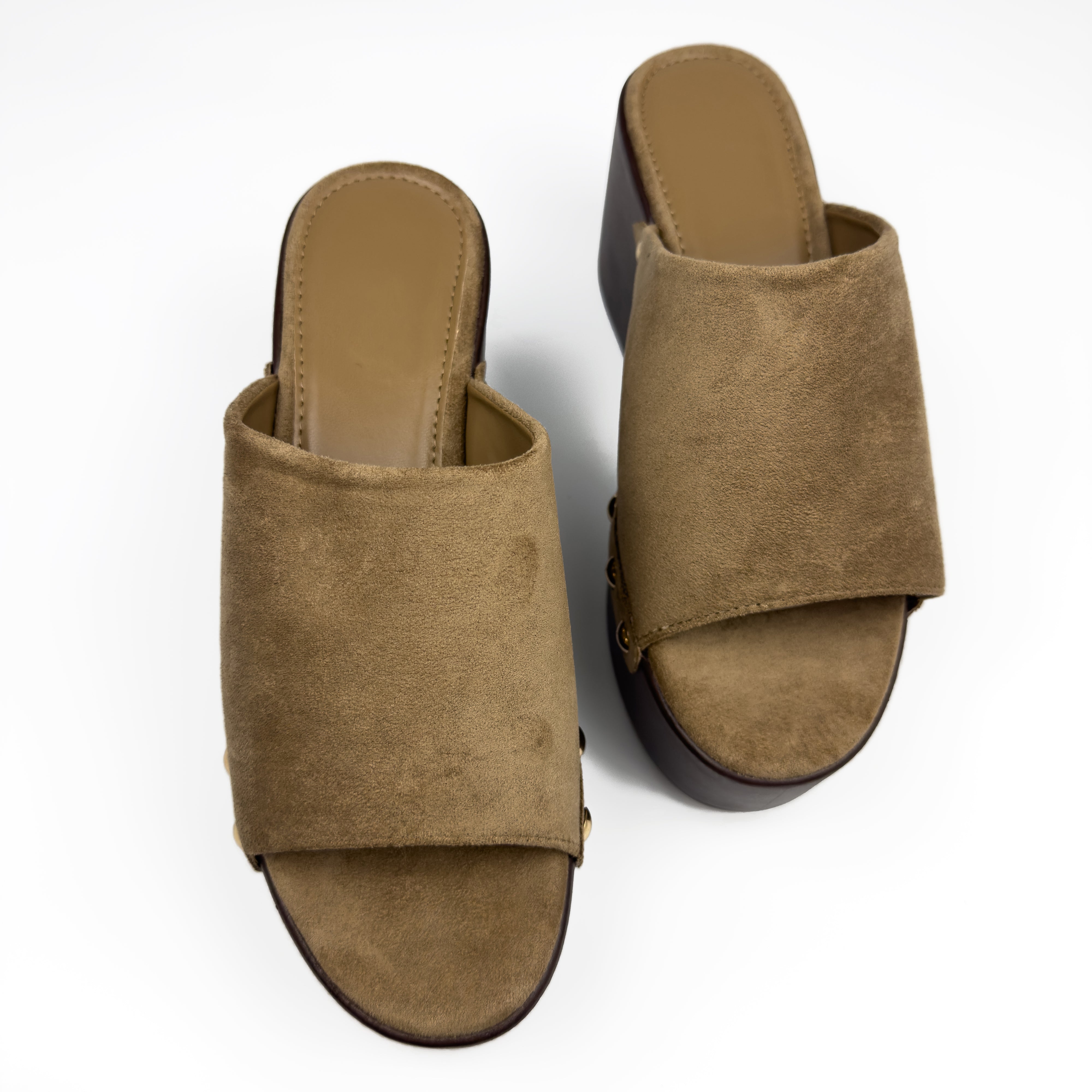 Sandales Compensées en Daim