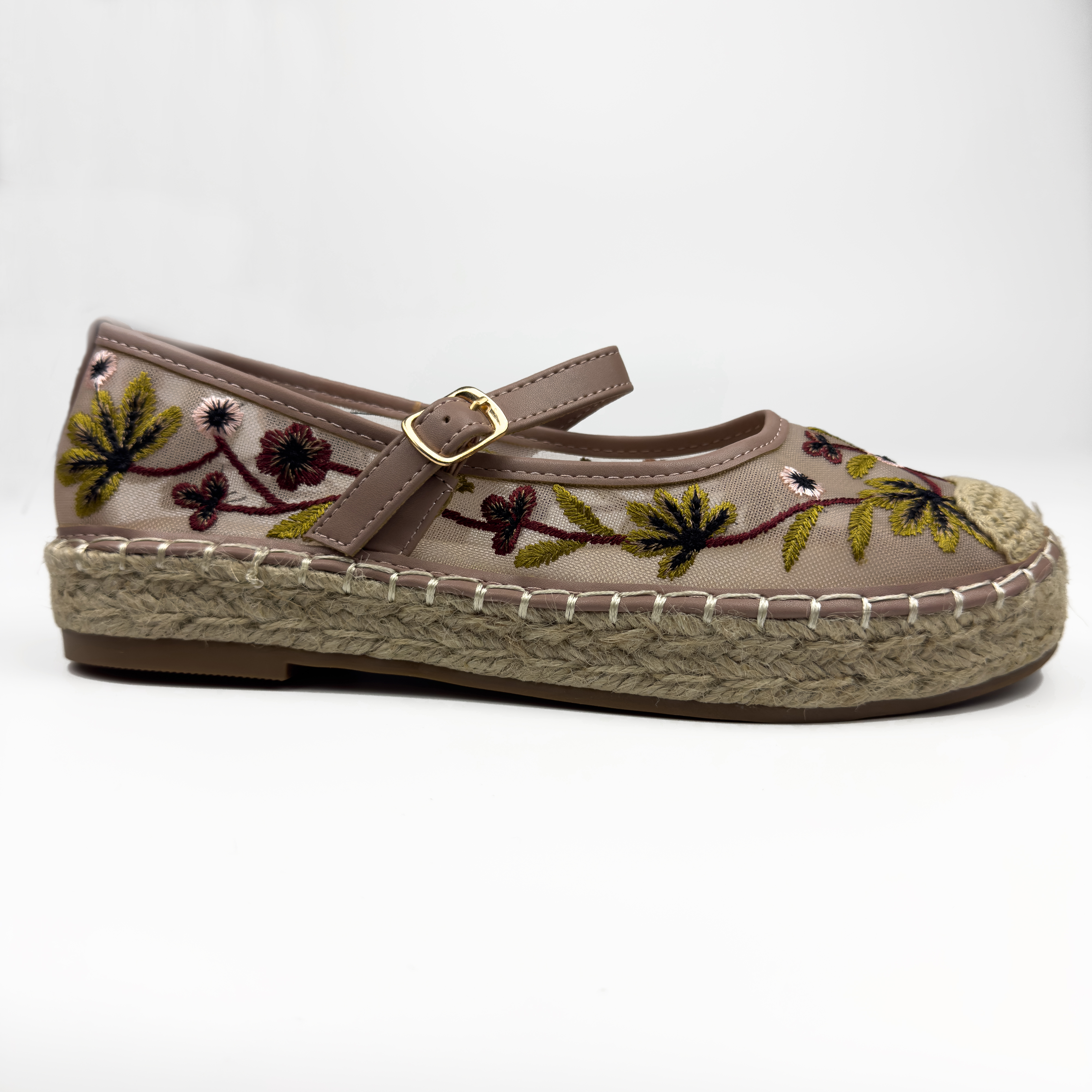 Espadrilles Mary Jane en Mesh Brodé Floral
