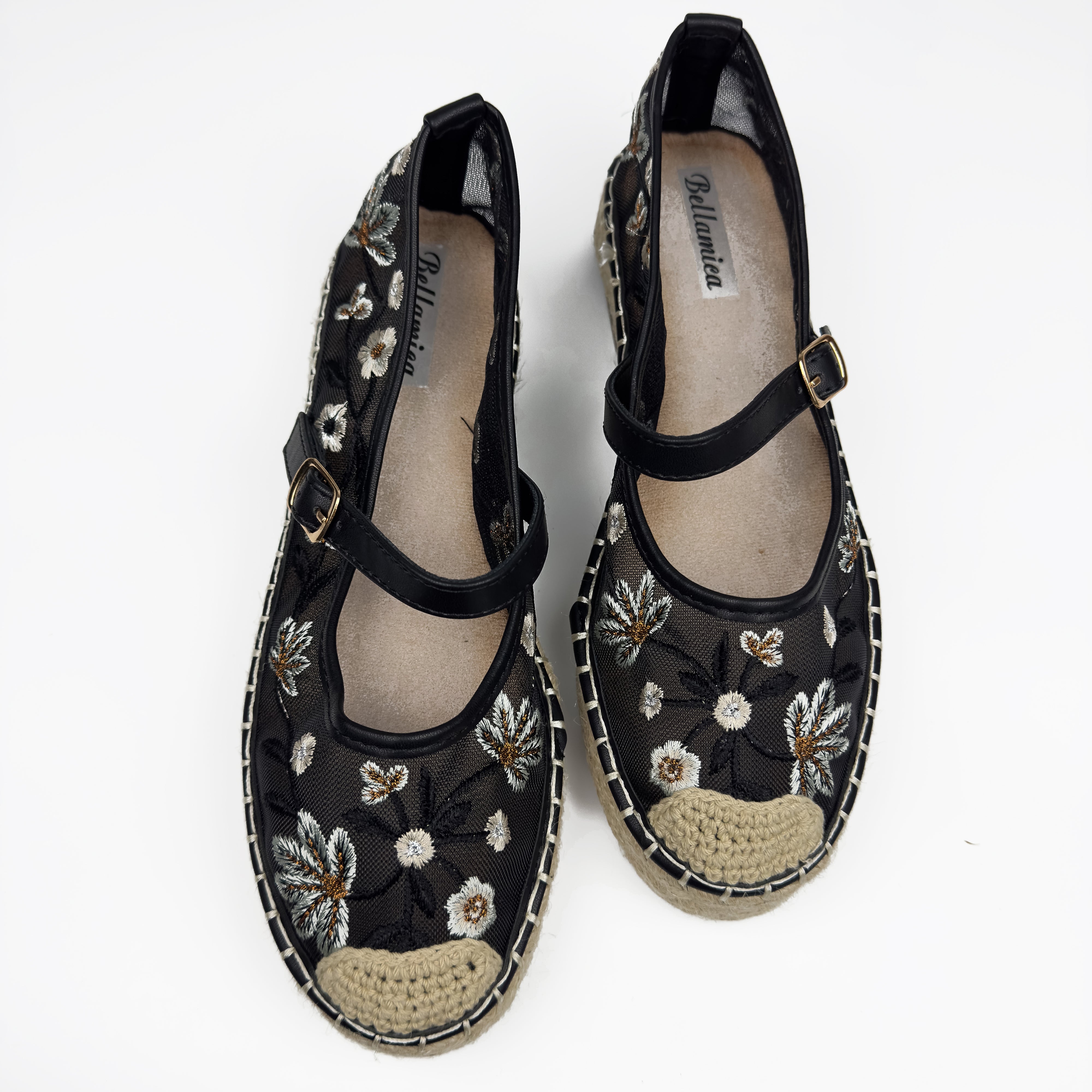 Espadrilles Mary Jane en Mesh Brodé Floral