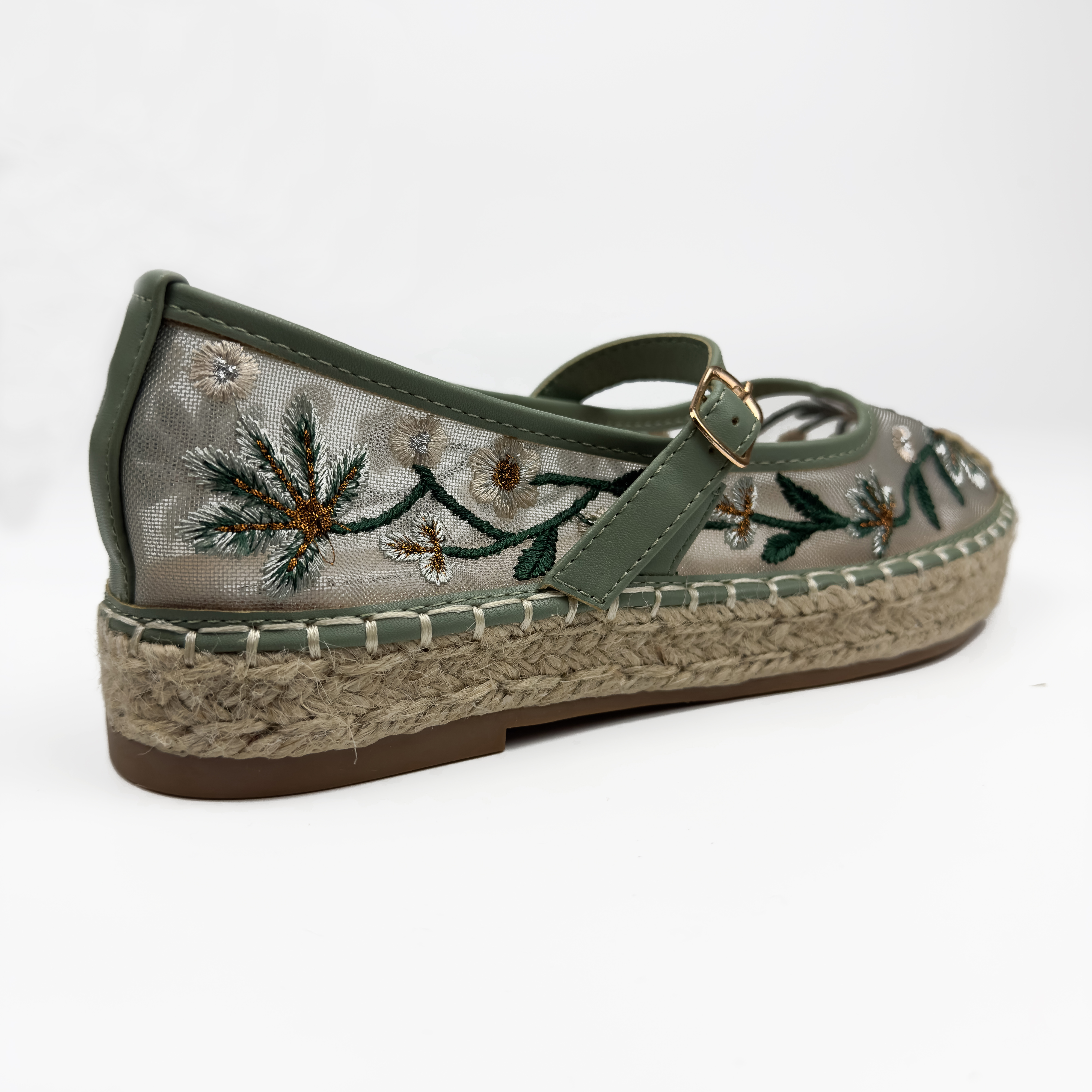 Espadrilles Mary Jane en Mesh Brodé Floral