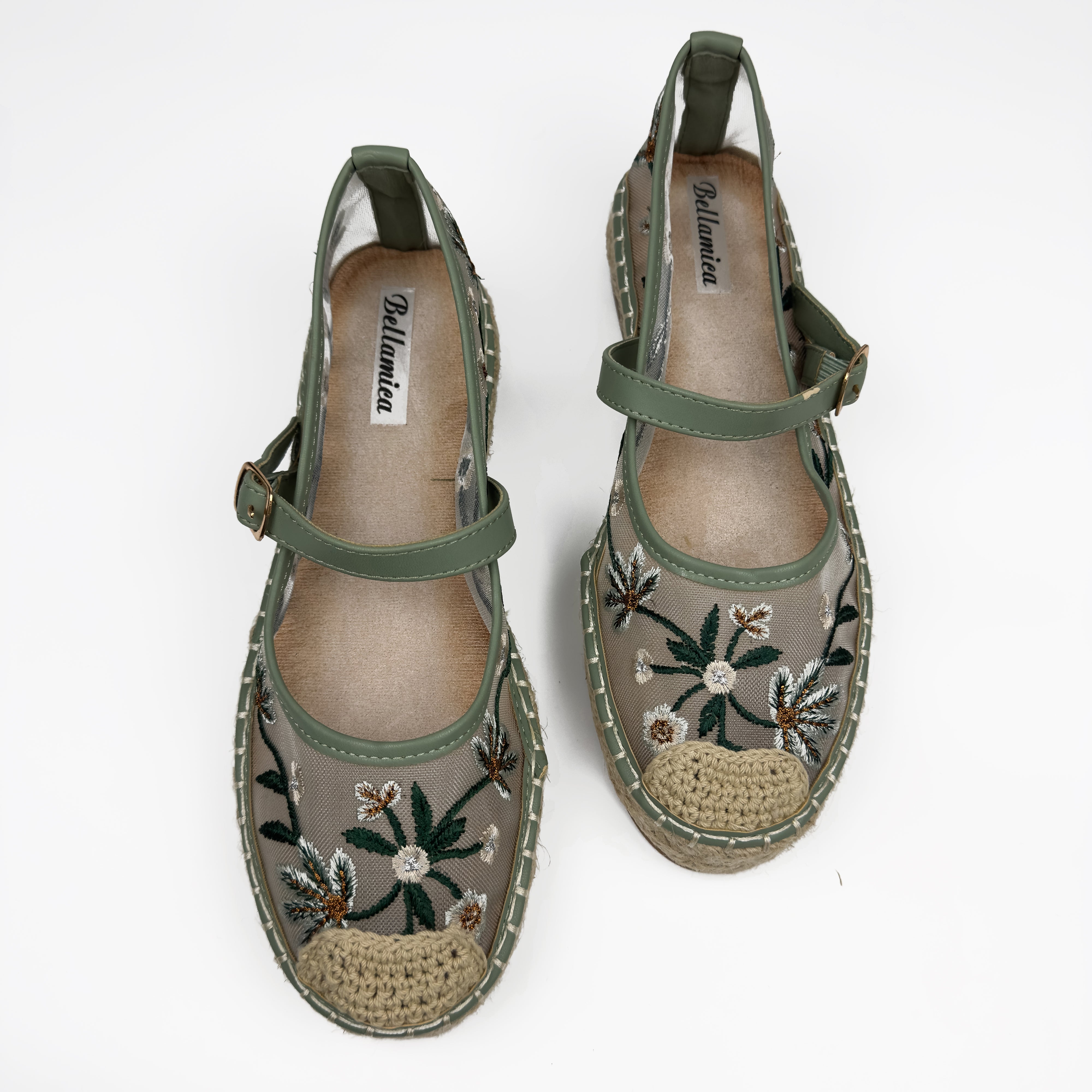 Espadrilles Mary Jane en Mesh Brodé Floral