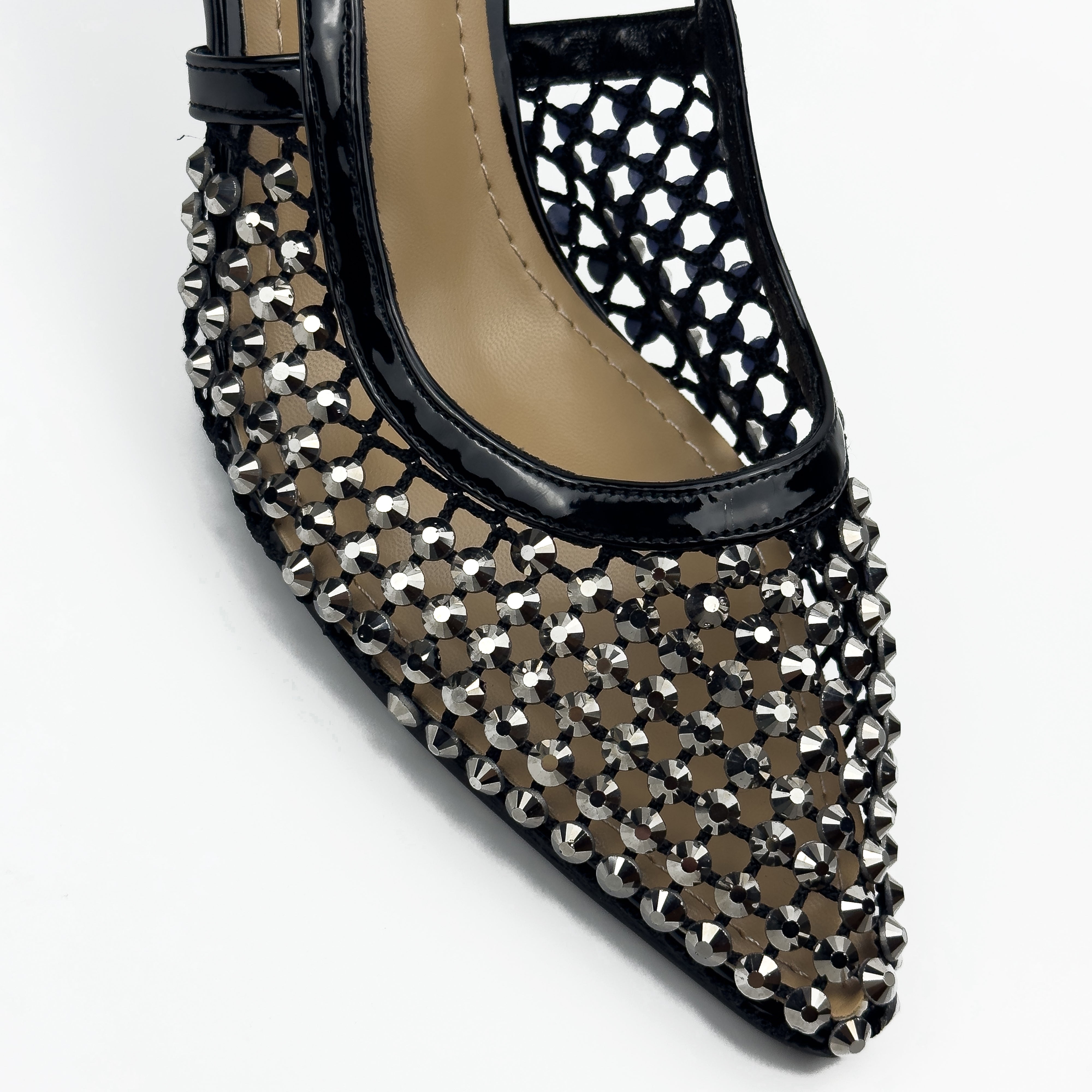 Escarpins Slingback en Résille Strassée