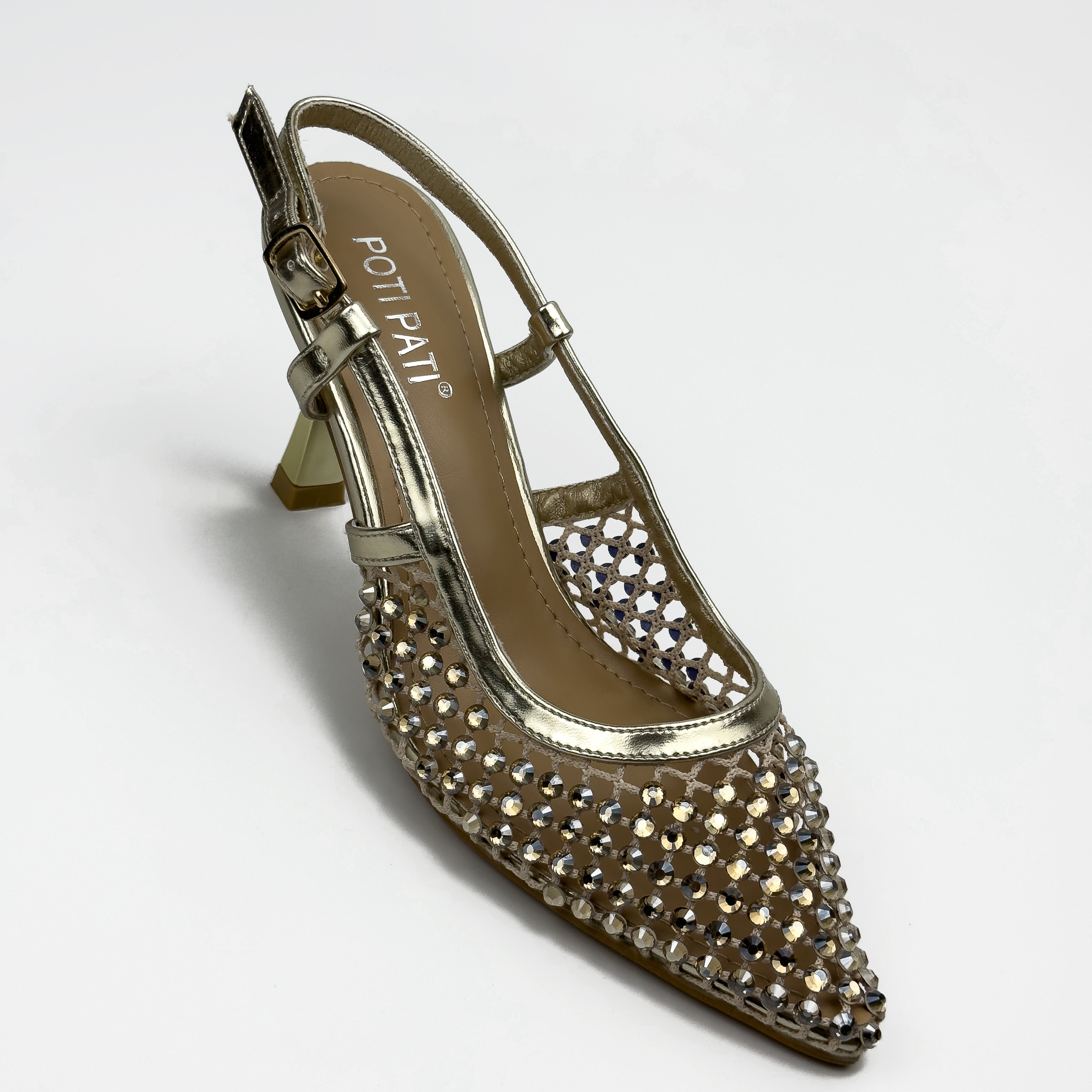 Escarpins Slingback en Résille Strassée