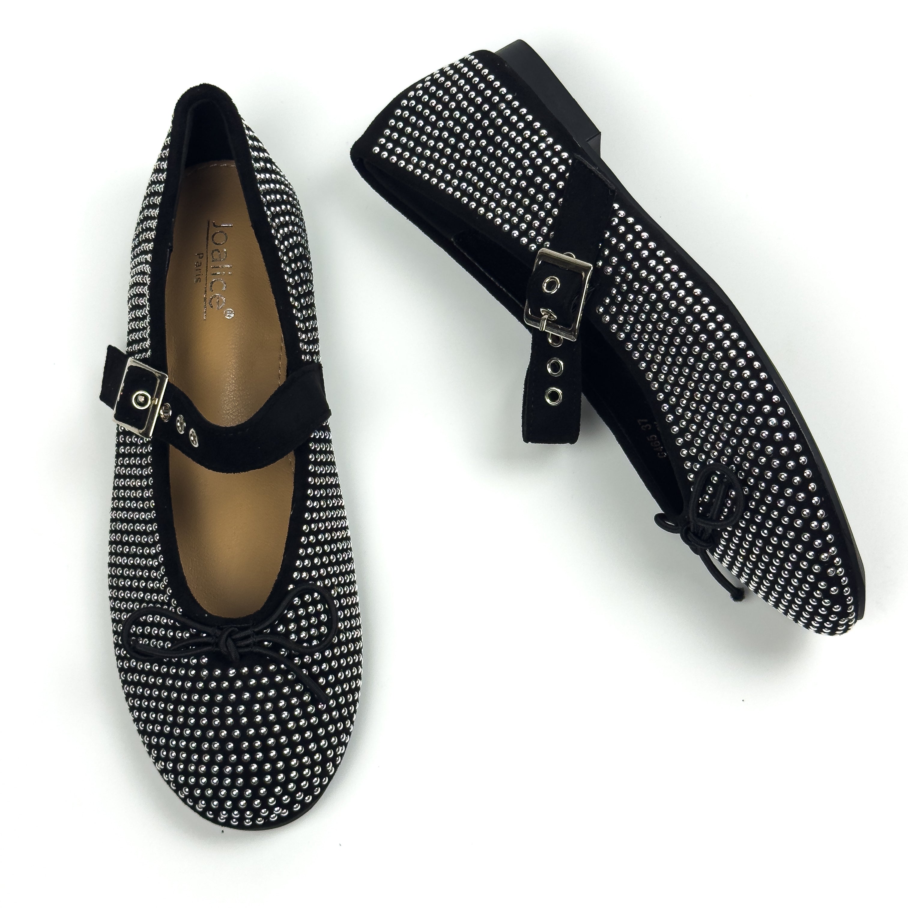 Ballerines Mary Jane Cloutées en Suédine