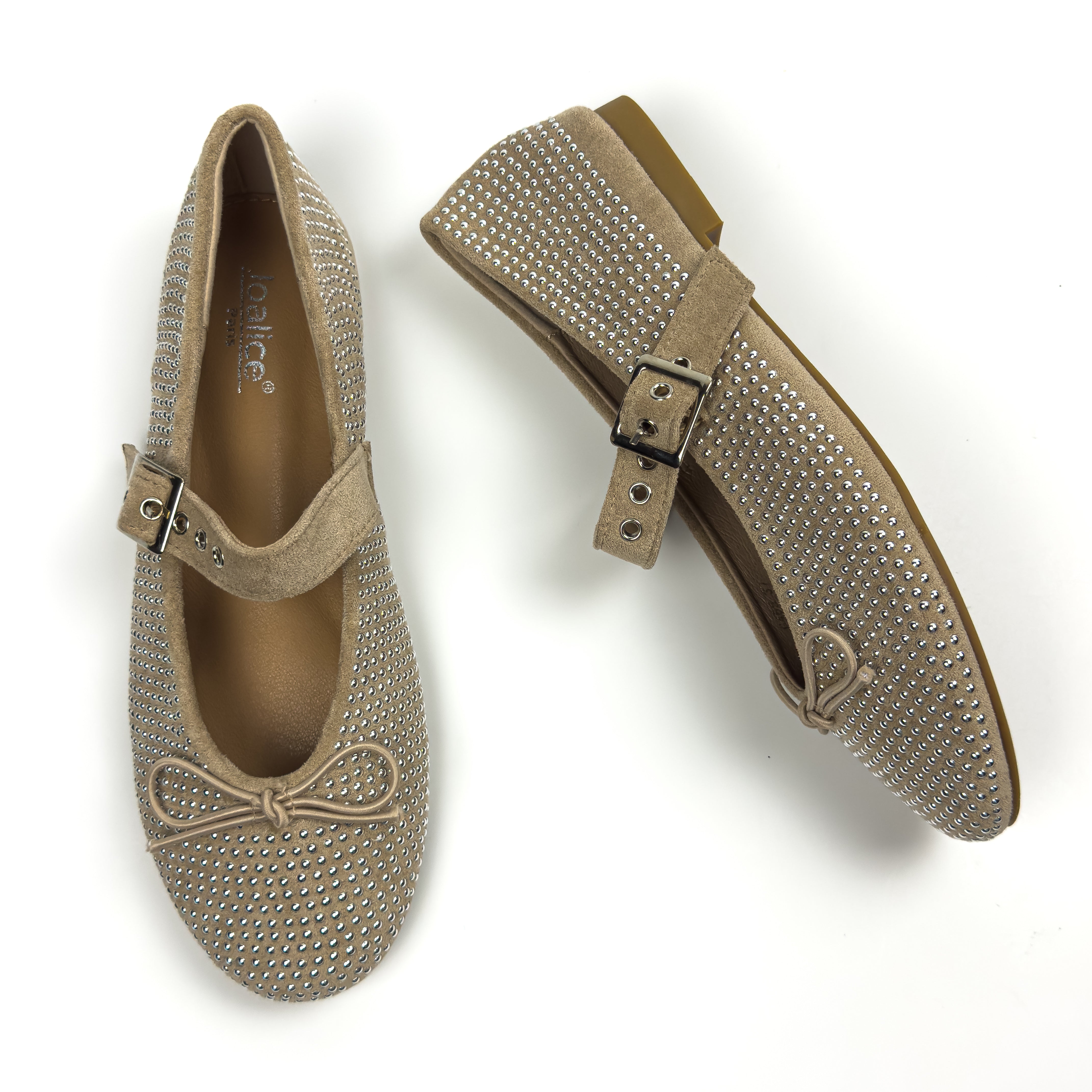 Ballerines Mary Jane Cloutées en Suédine