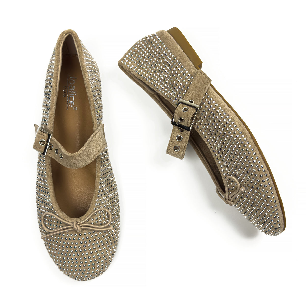 Ballerines Mary Jane Cloutées en Suédine