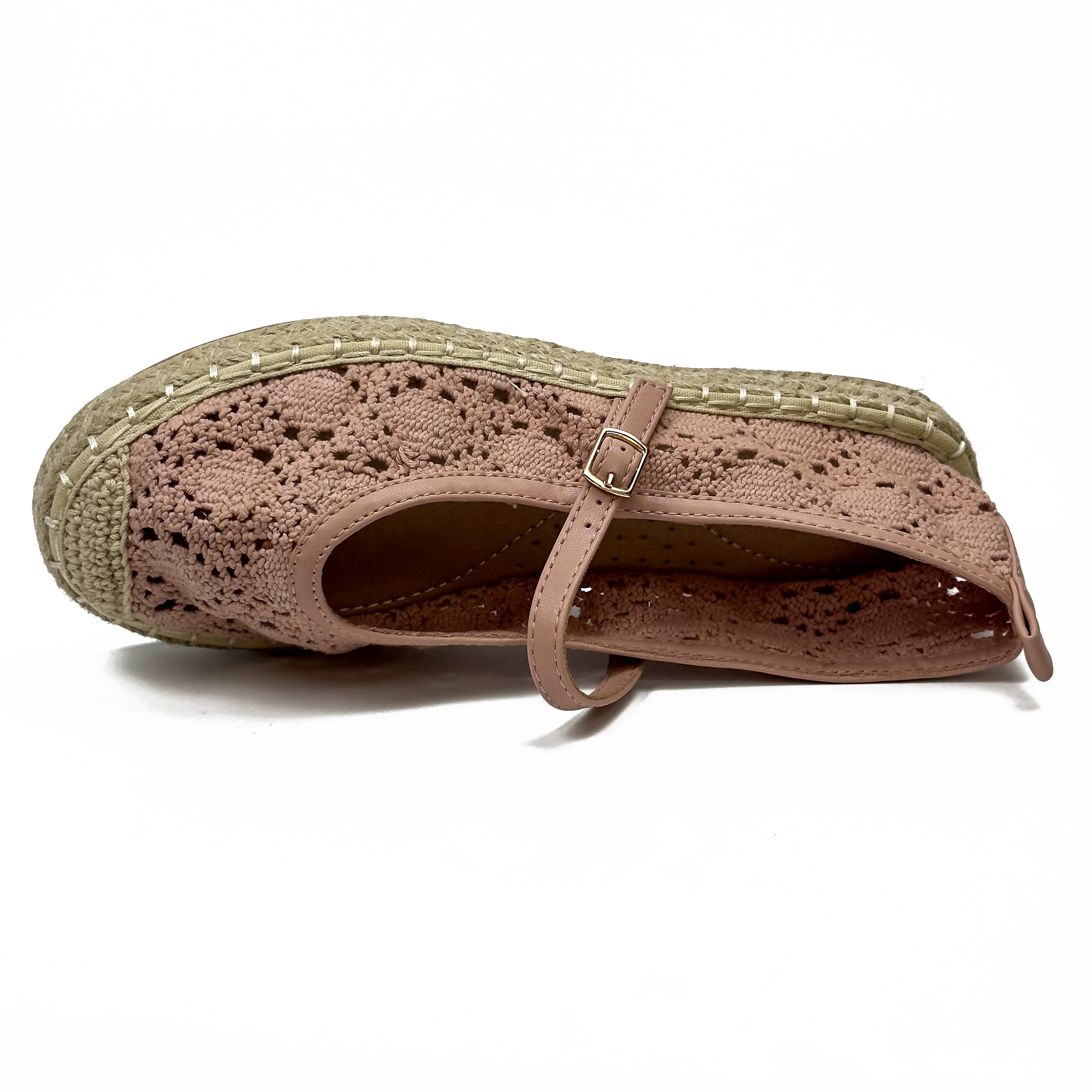 Espadrilles Ballerines Style Mary Jane en Crochet Crocheté