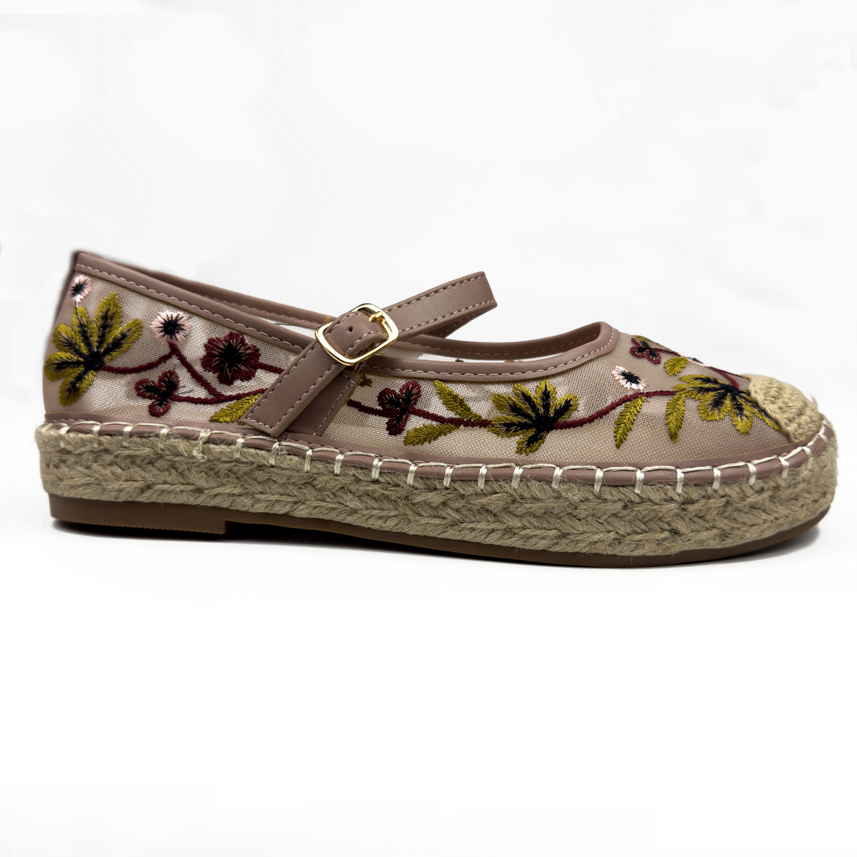 Espadrilles Mary Jane en Mesh Brodé Floral