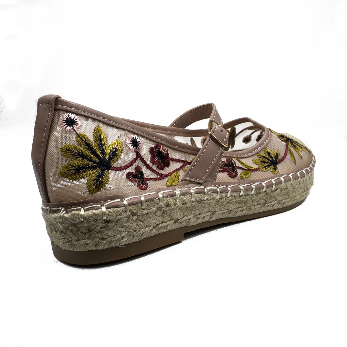 Espadrilles Mary Jane en Mesh Brodé Floral
