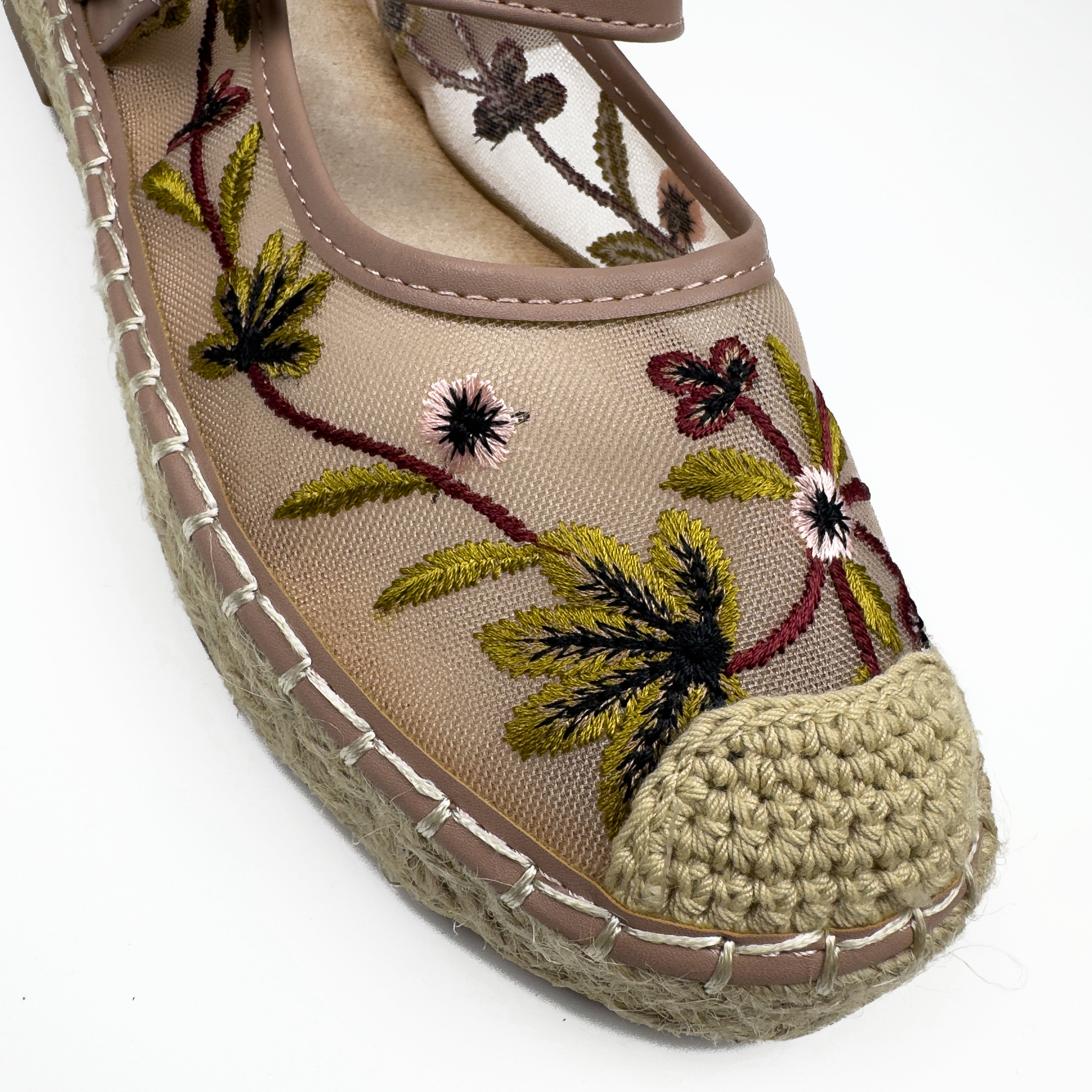 Espadrilles Mary Jane en Mesh Brodé Floral
