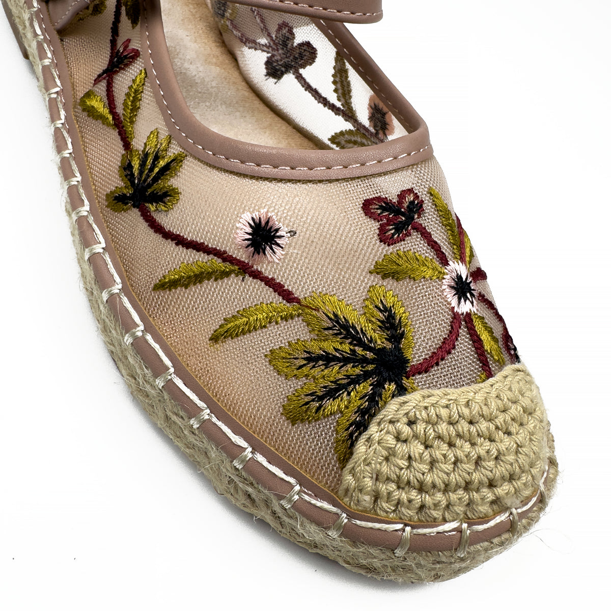 Espadrilles Mary Jane en Mesh Brodé Floral