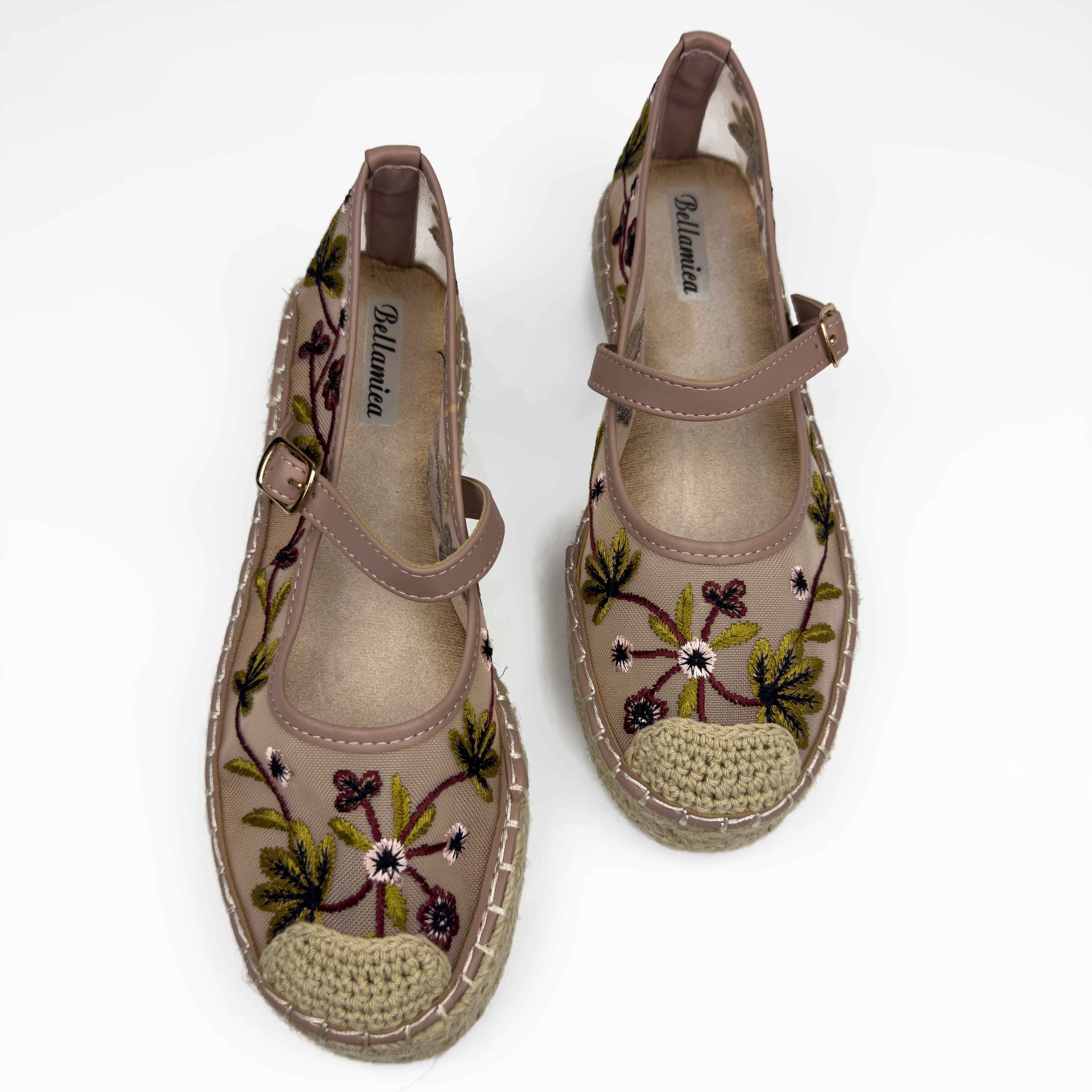 Espadrilles Mary Jane en Mesh Brodé Floral