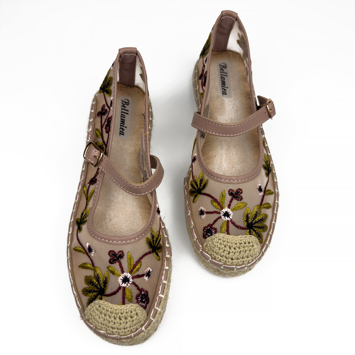 Espadrilles Mary Jane en Mesh Brodé Floral