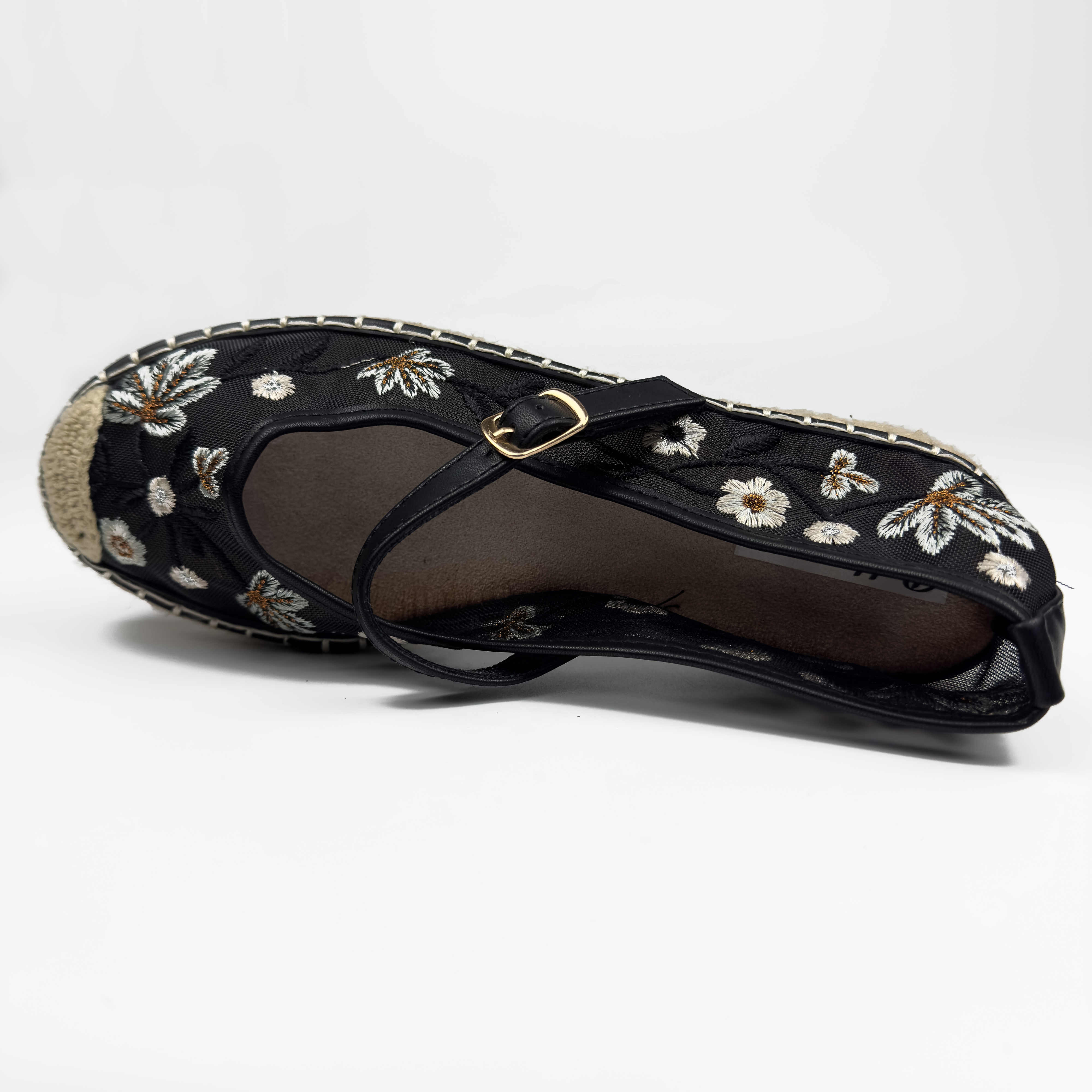 Espadrilles Mary Jane en Mesh Brodé Floral