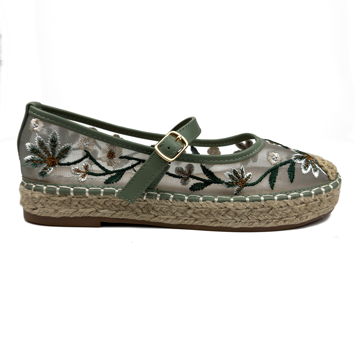 Espadrilles Mary Jane en Mesh Brodé Floral