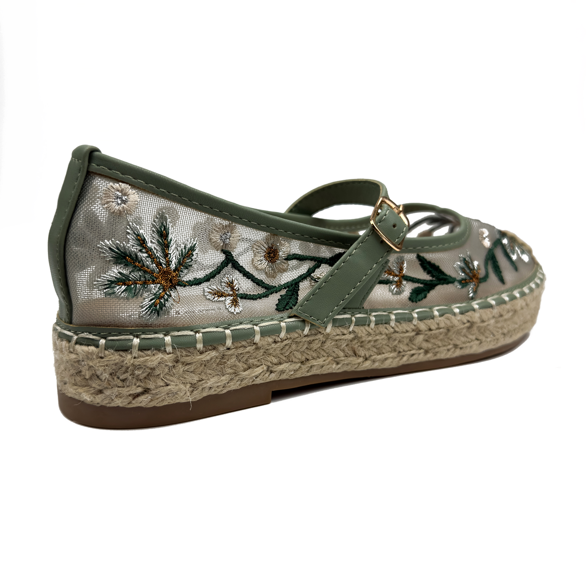 Espadrilles Mary Jane en Mesh Brodé Floral