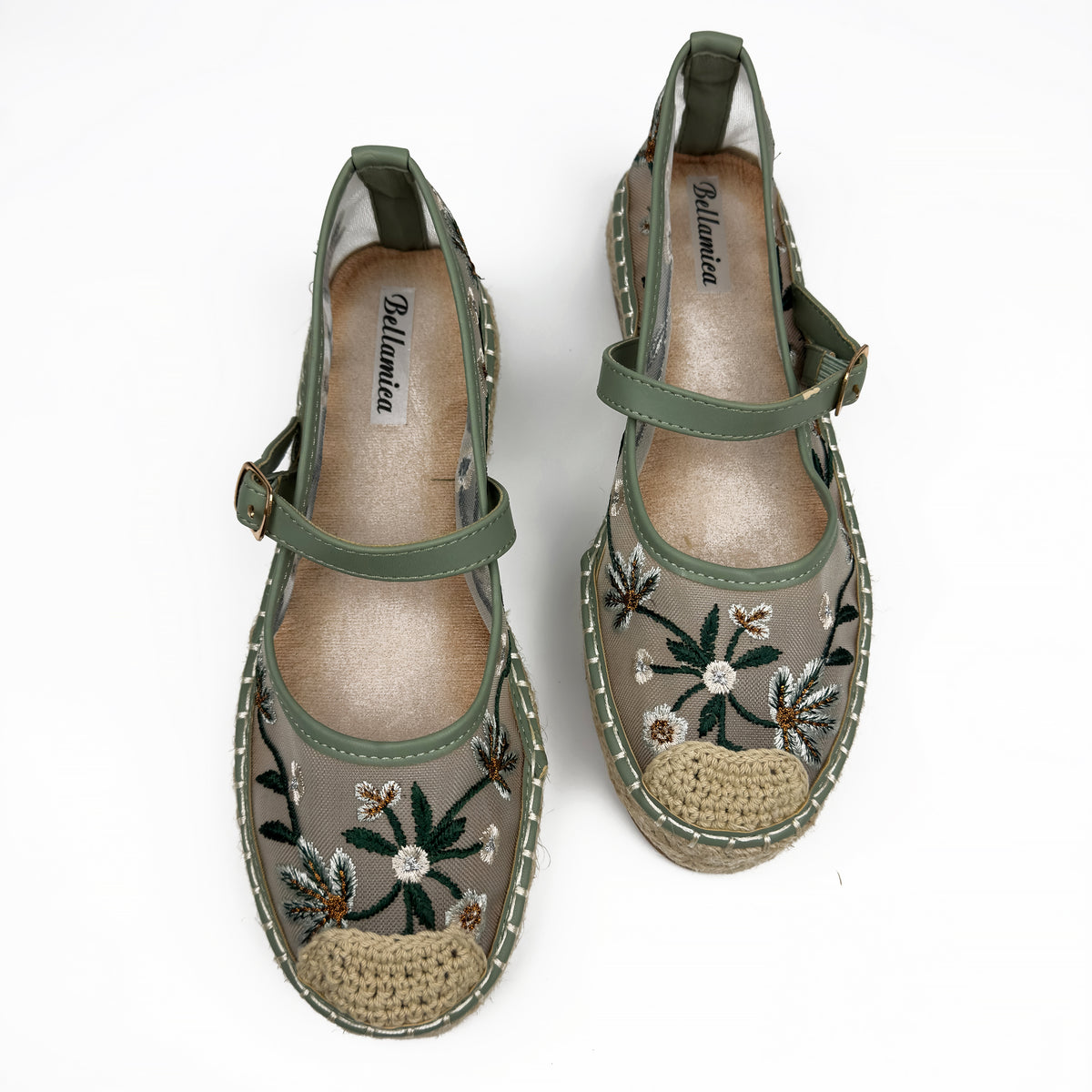 Espadrilles Mary Jane en Mesh Brodé Floral