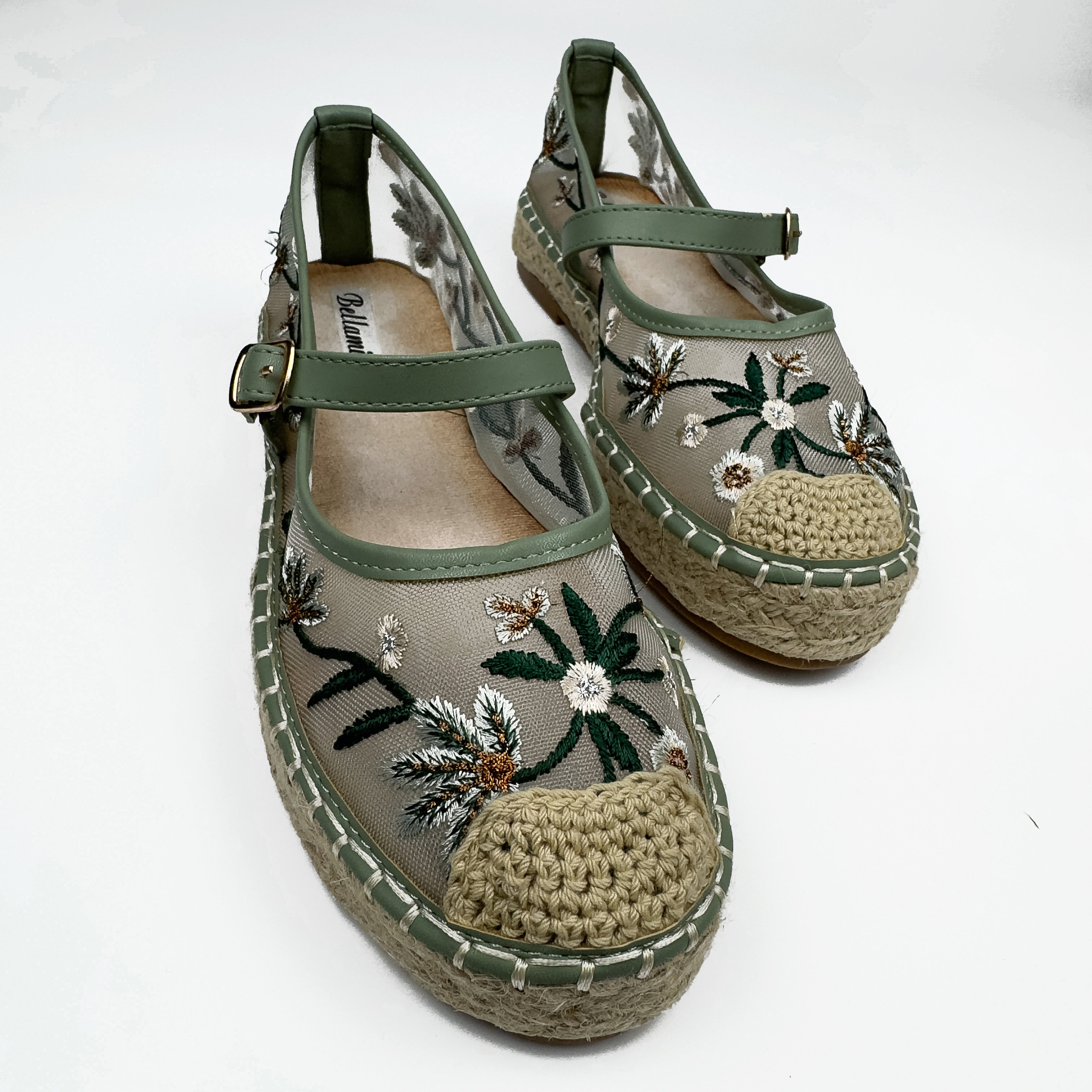 Espadrilles Mary Jane en Mesh Brodé Floral