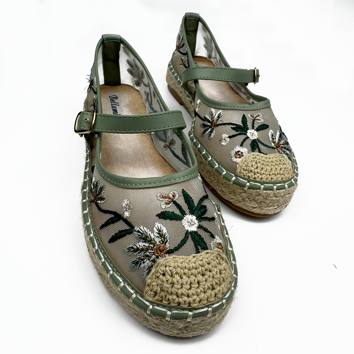 Espadrilles Mary Jane en Mesh Brodé Floral