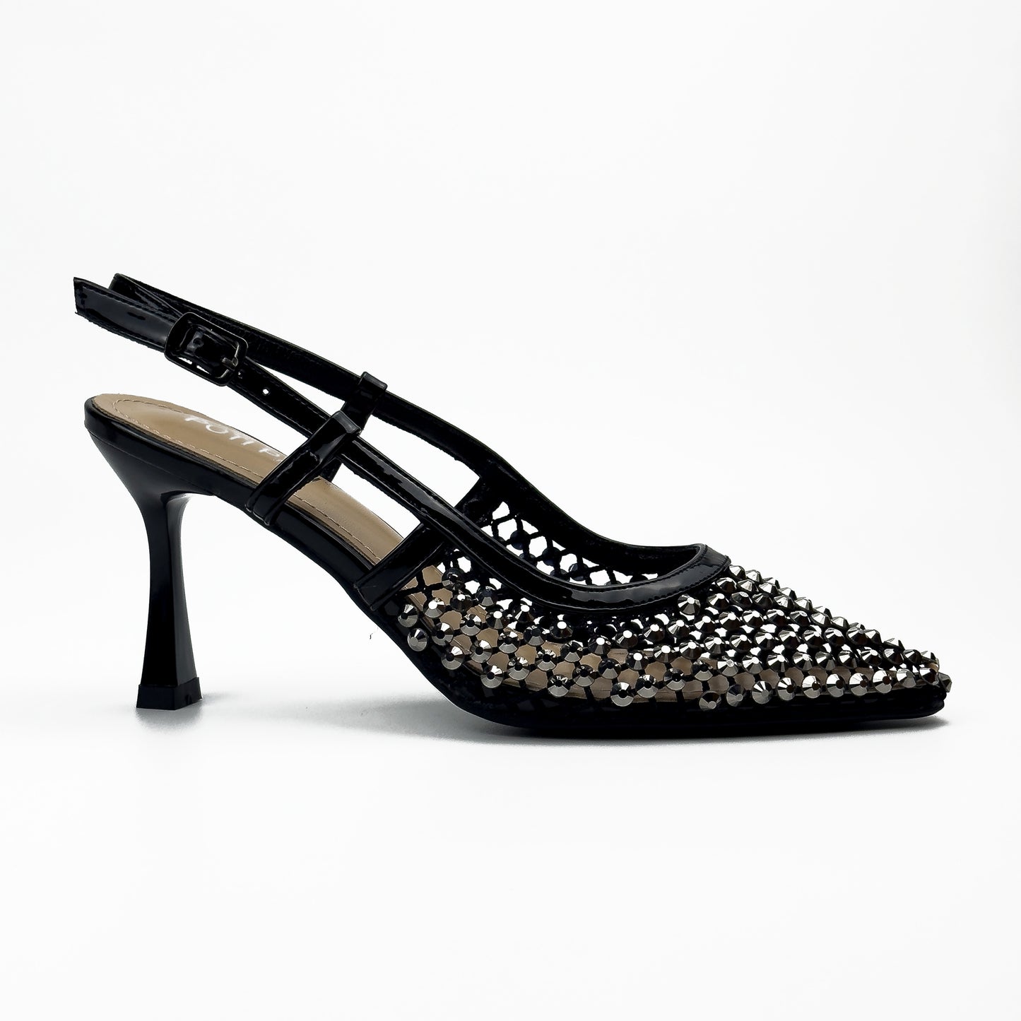 Escarpins Slingback en Résille Strassée