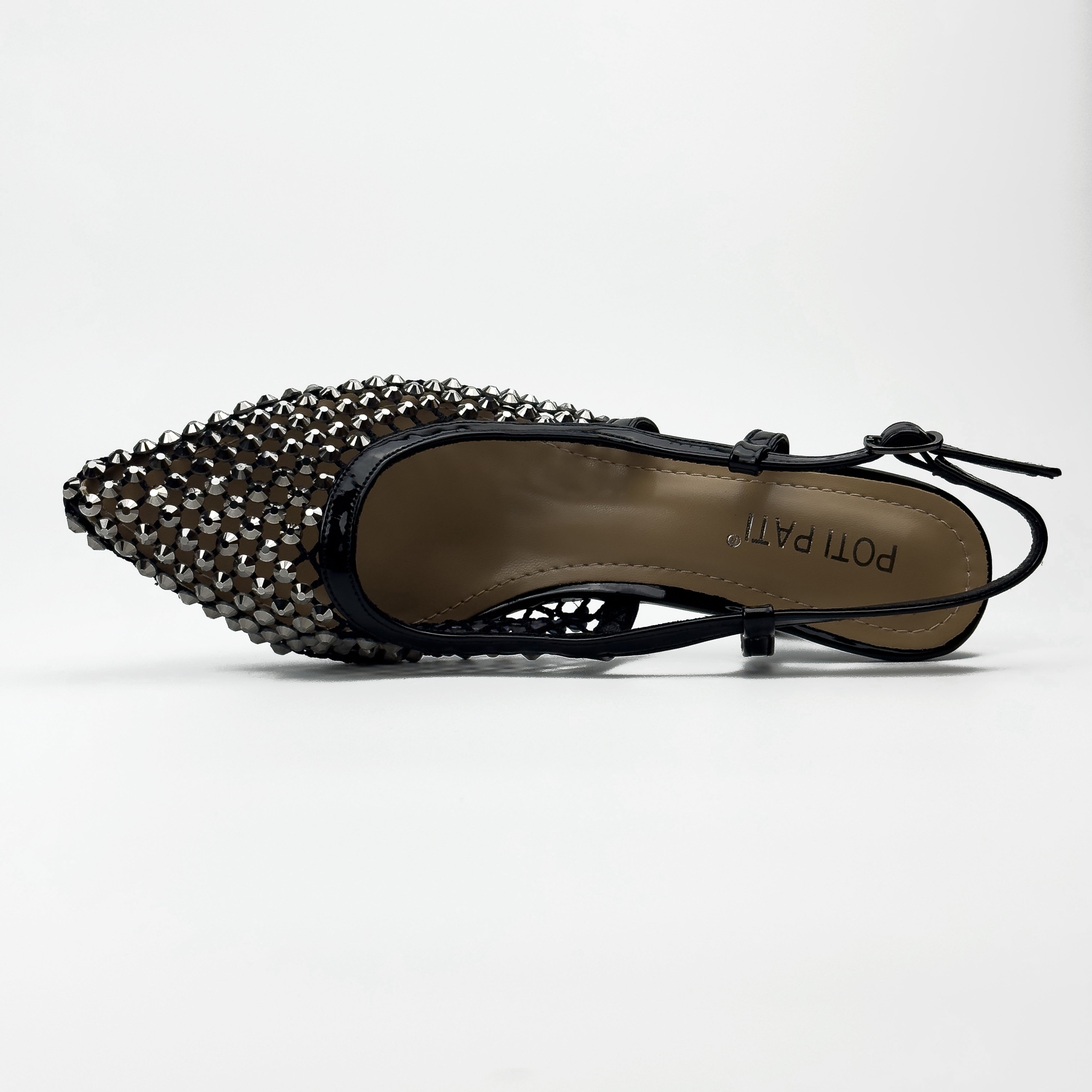 Escarpins Slingback en Résille Strassée