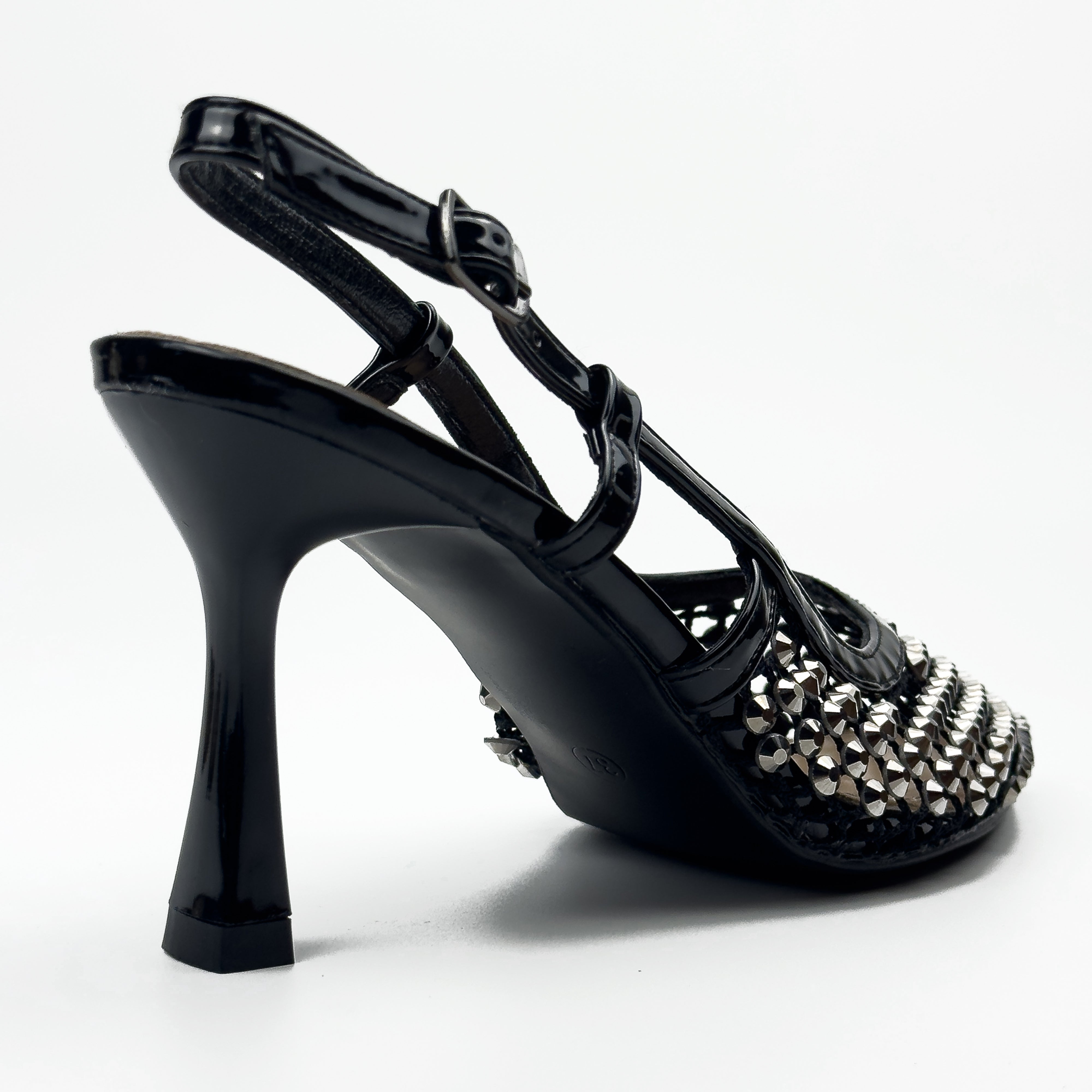 Escarpins Slingback en Résille Strassée