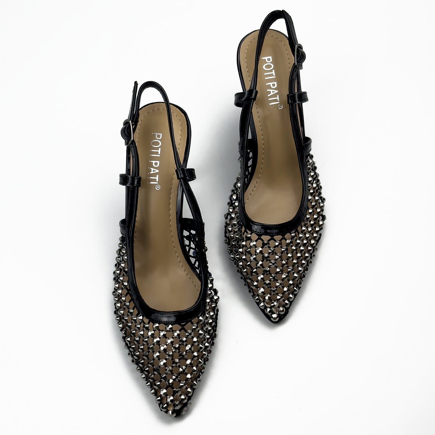Escarpins Slingback en Résille Strassée