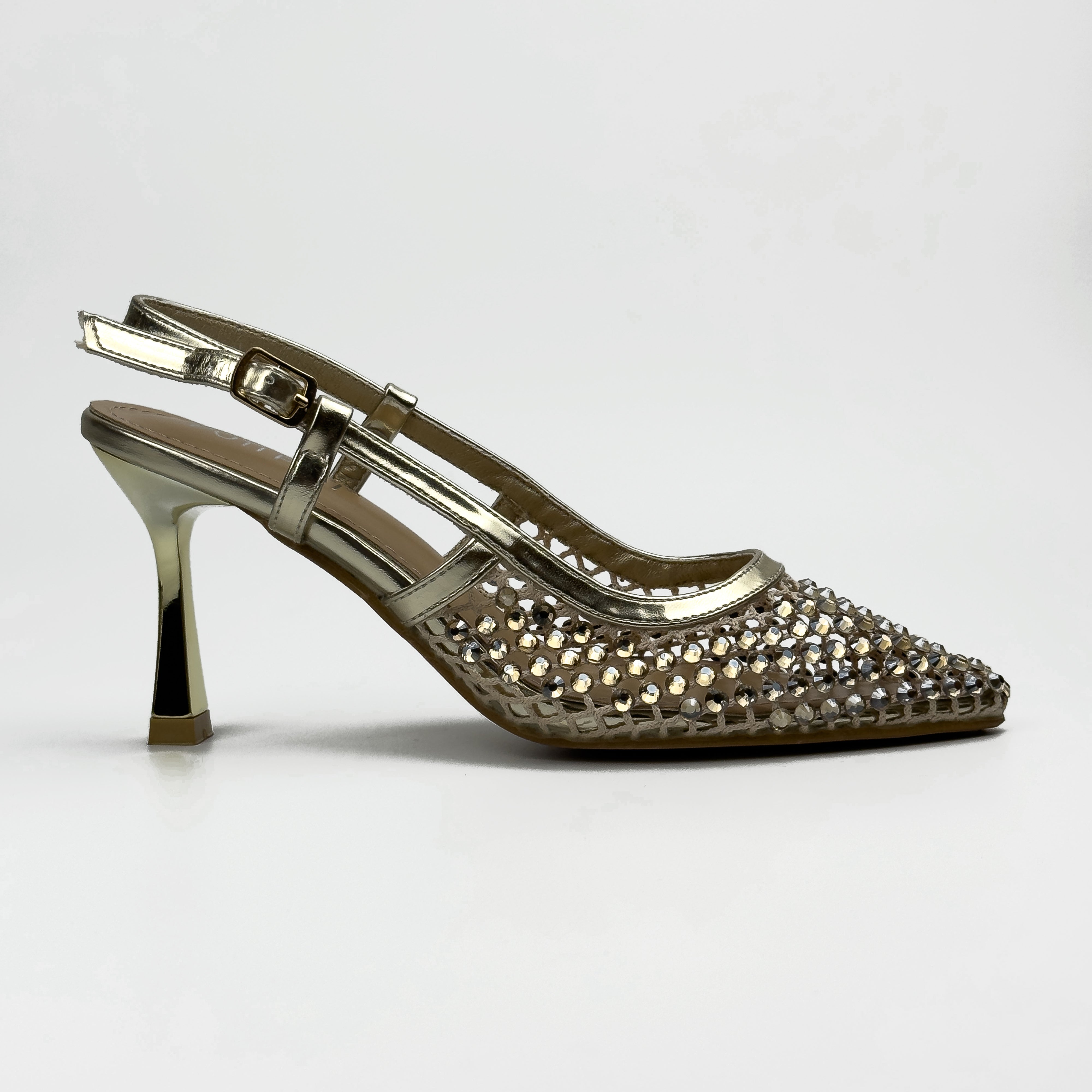 Escarpins Slingback en Résille Strassée