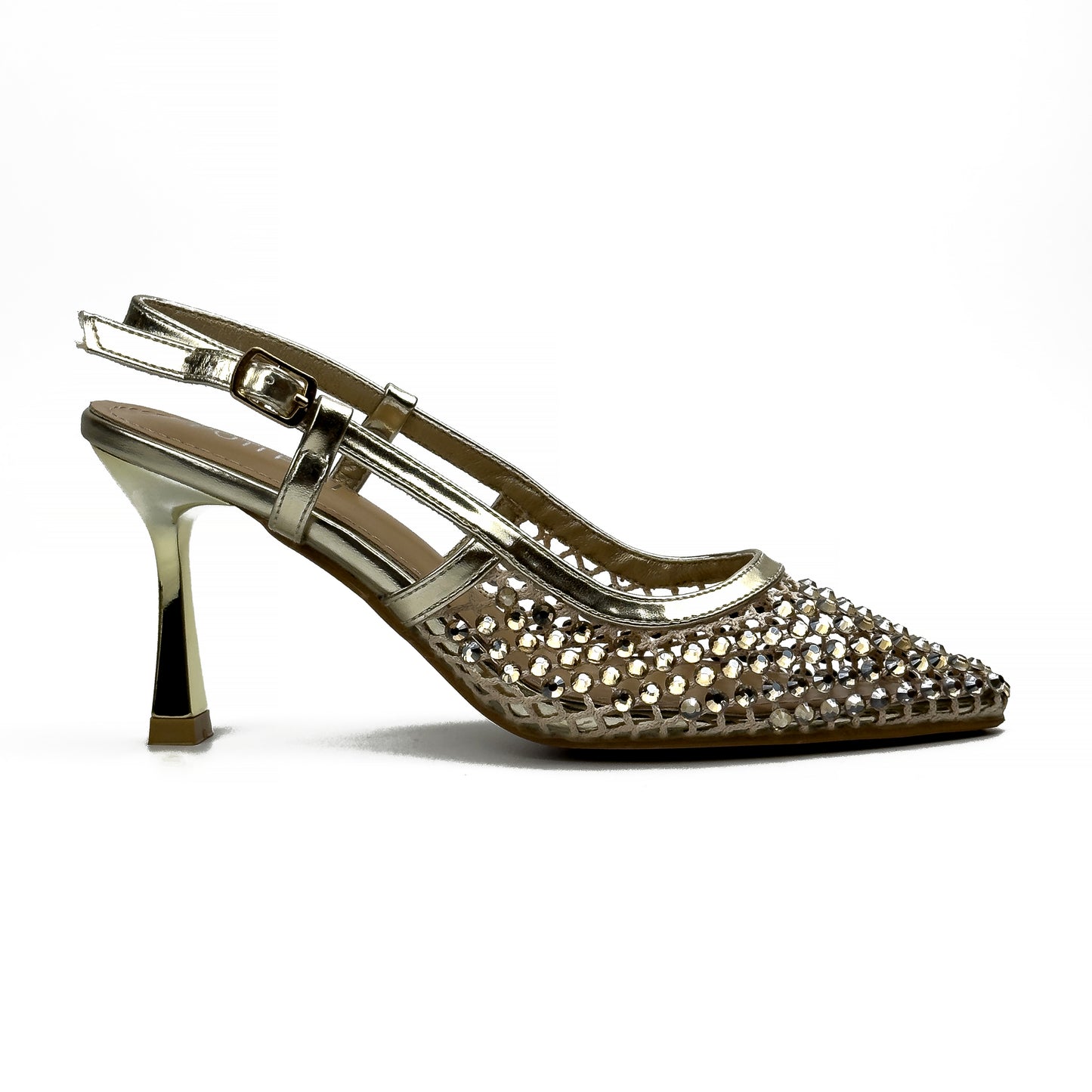 Escarpins Slingback en Résille Strassée