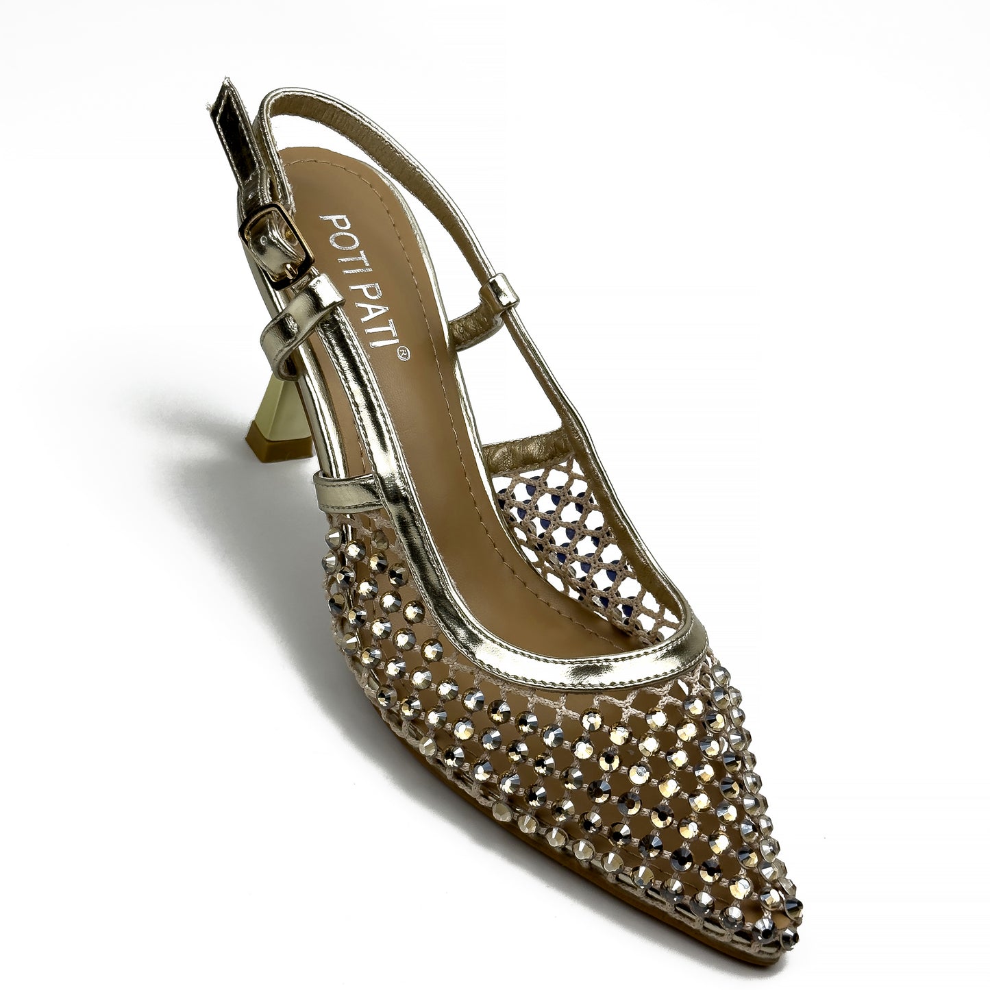 Escarpins Slingback en Résille Strassée