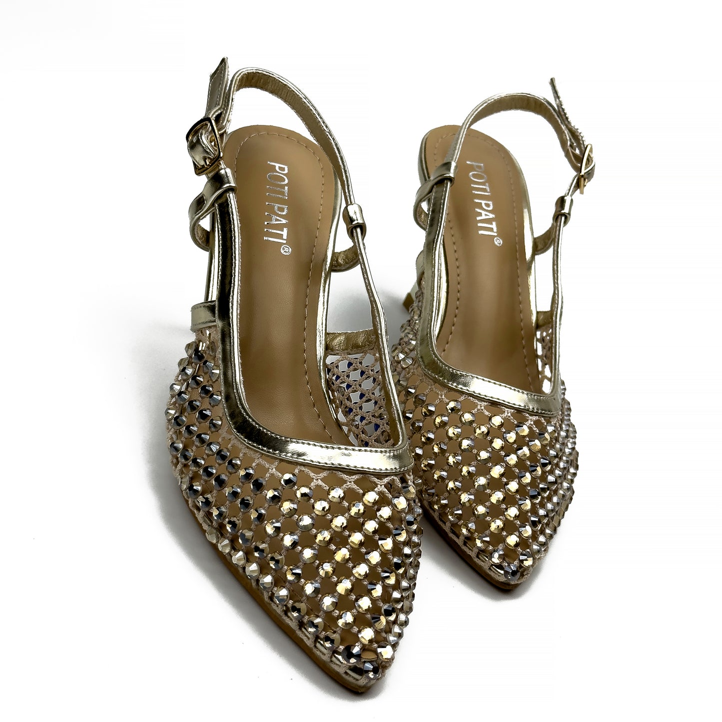 Escarpins Slingback en Résille Strassée