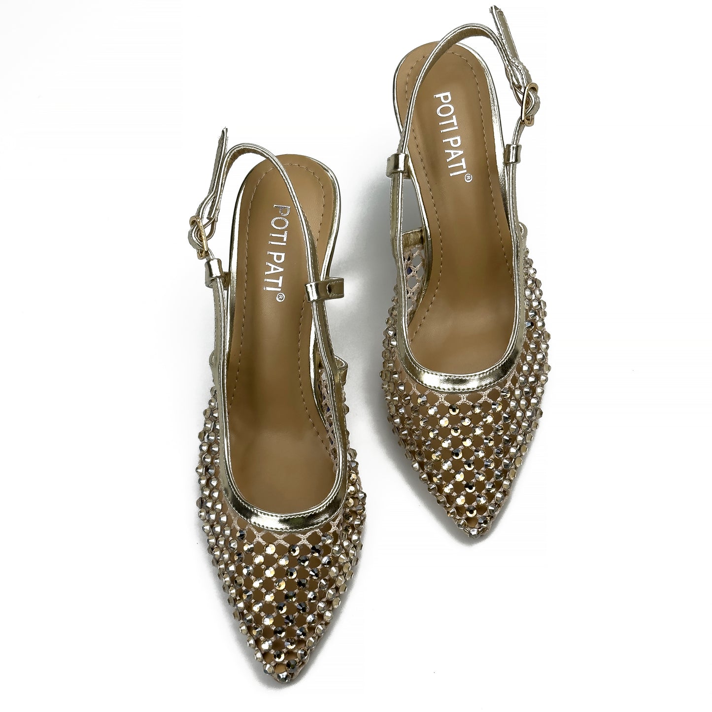 Escarpins Slingback en Résille Strassée