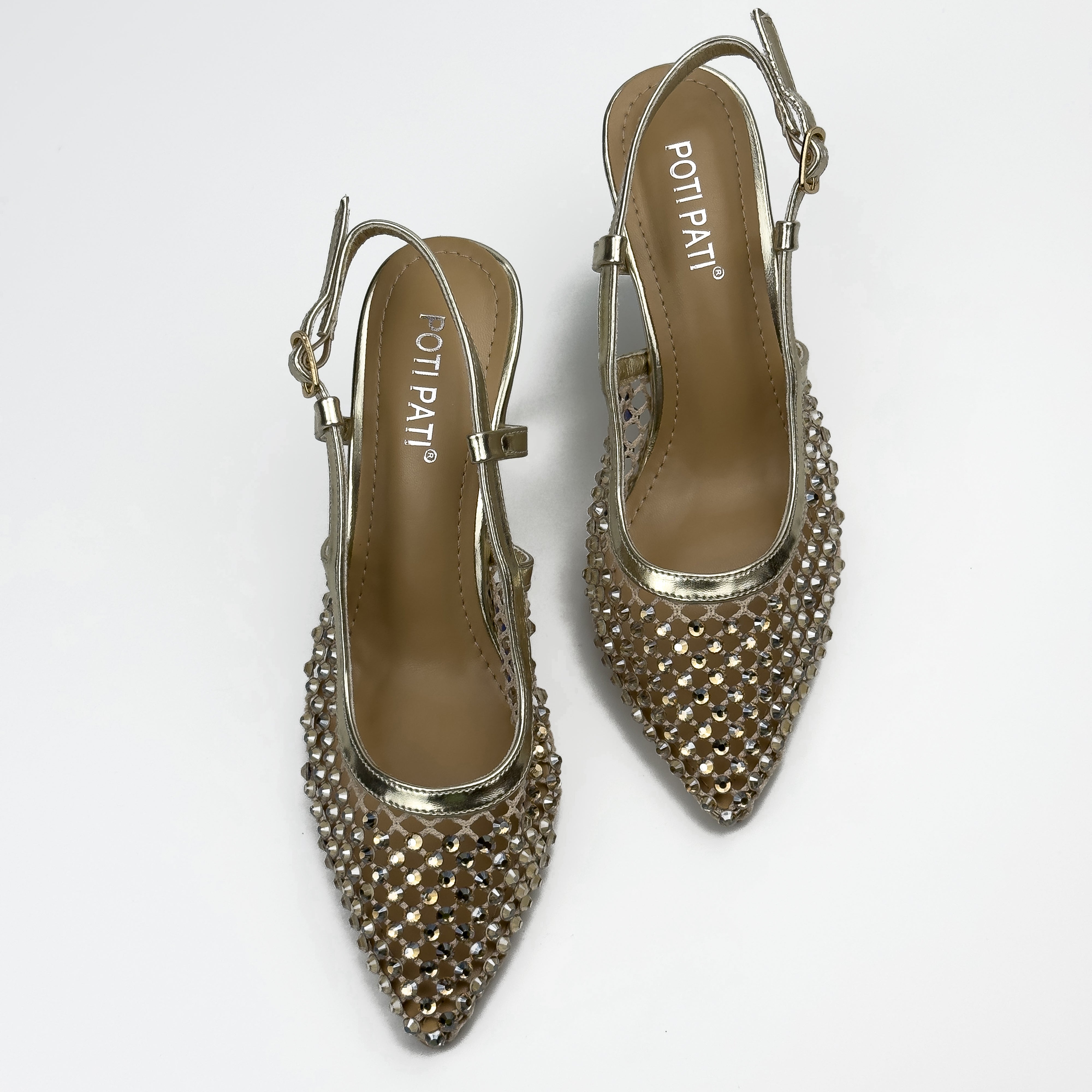 Escarpins Slingback en Résille Strassée