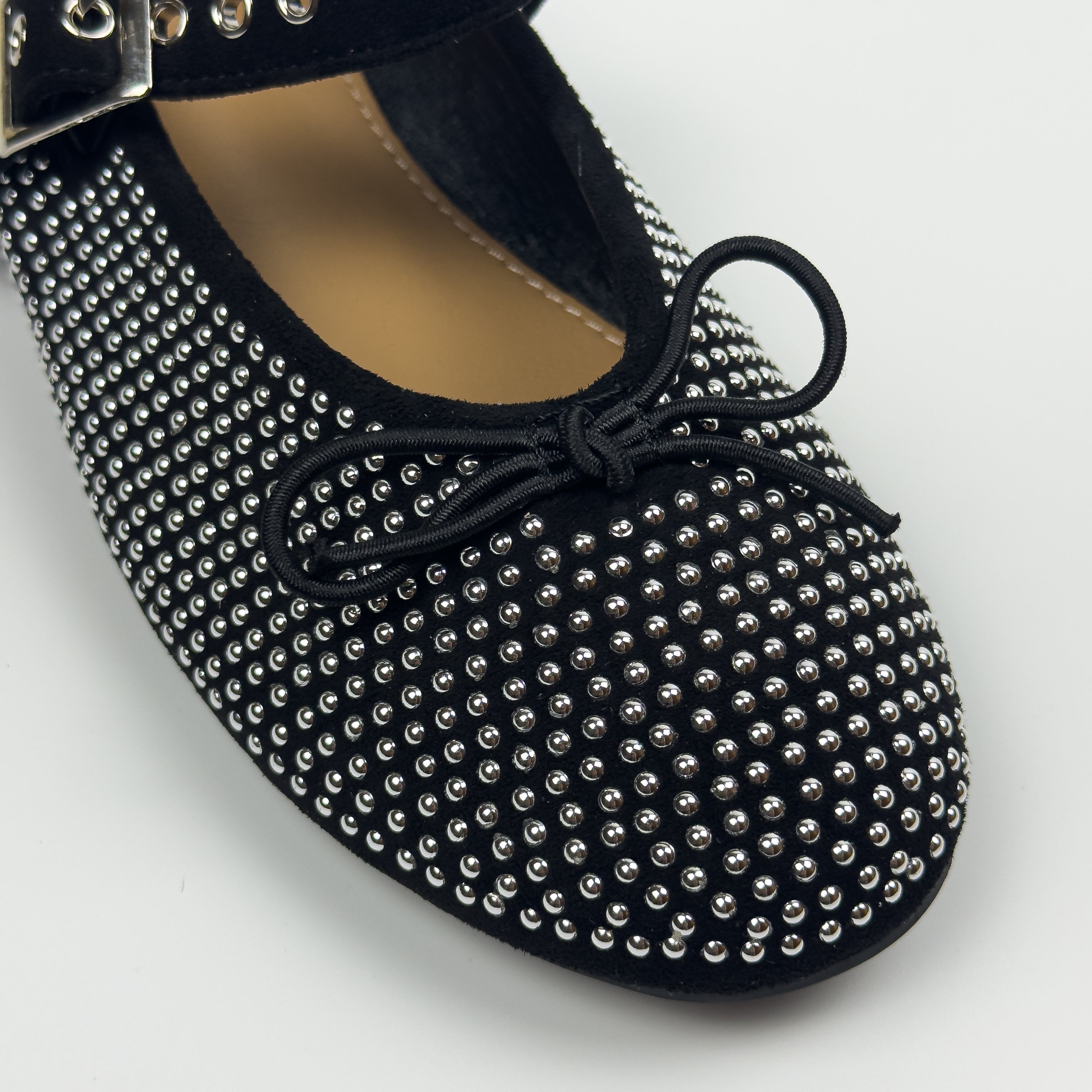 Ballerines Mary Jane Cloutées en Suédine