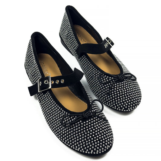 Ballerines Mary Jane Cloutées en Suédine