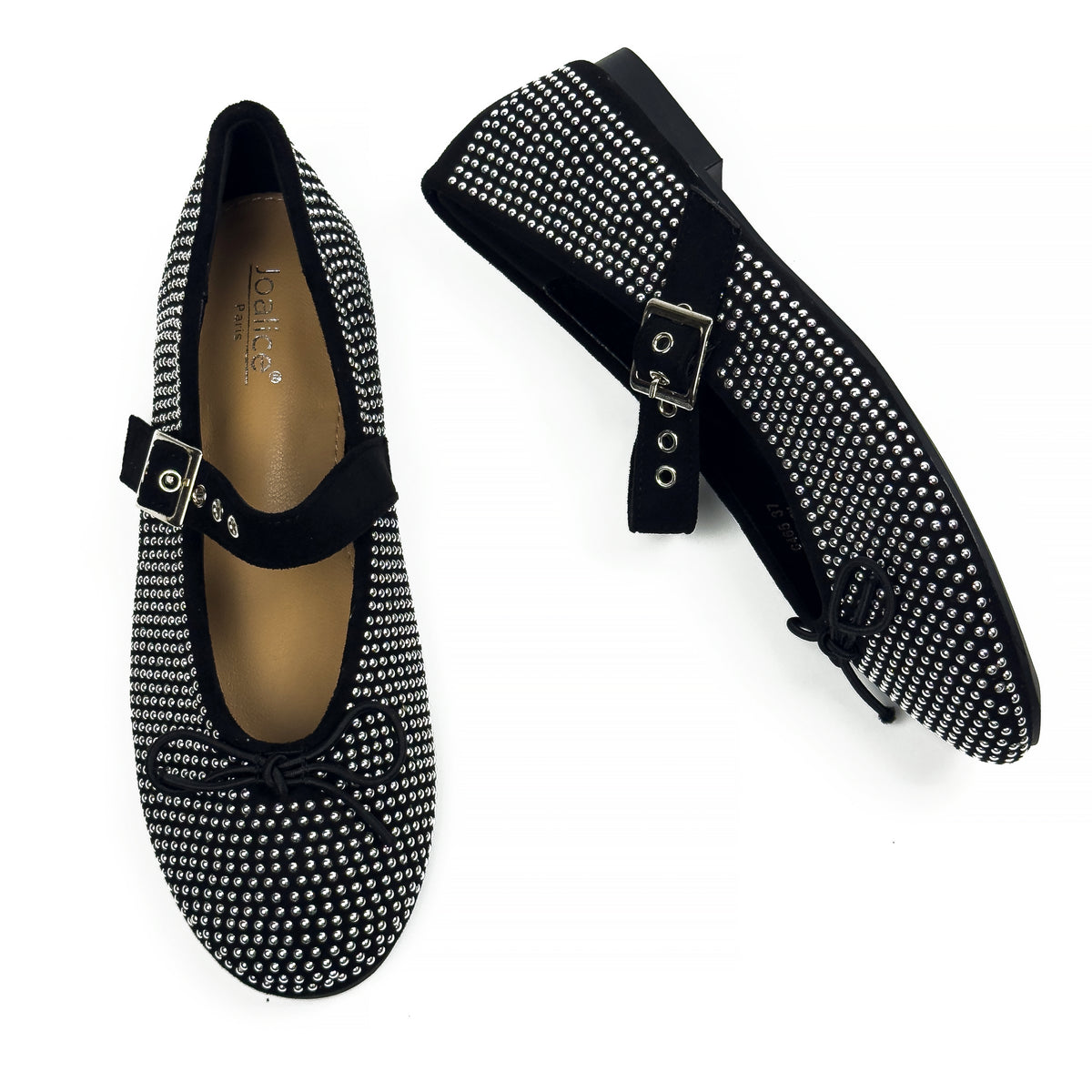 Ballerines Mary Jane Cloutées en Suédine