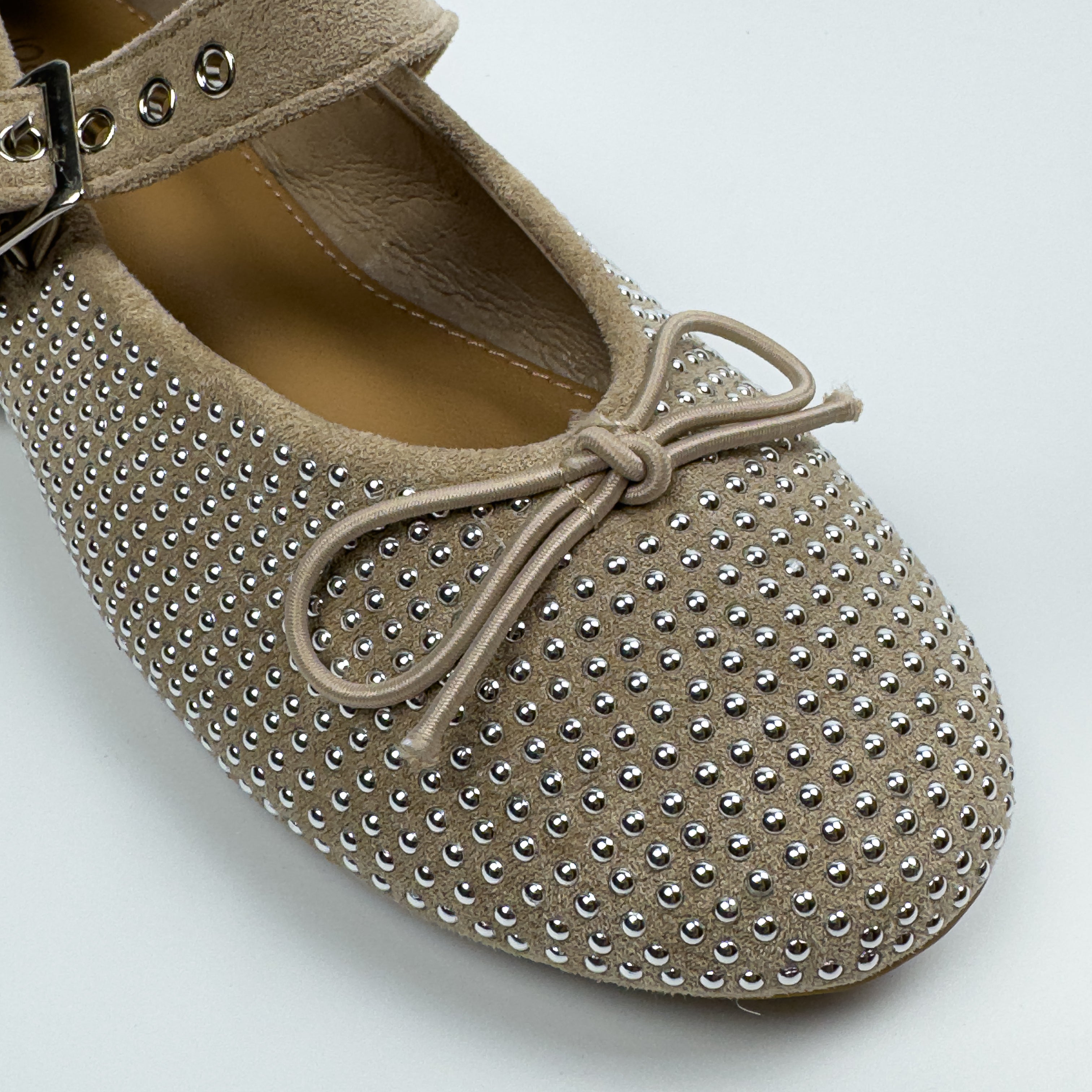 Ballerines Mary Jane Cloutées en Suédine