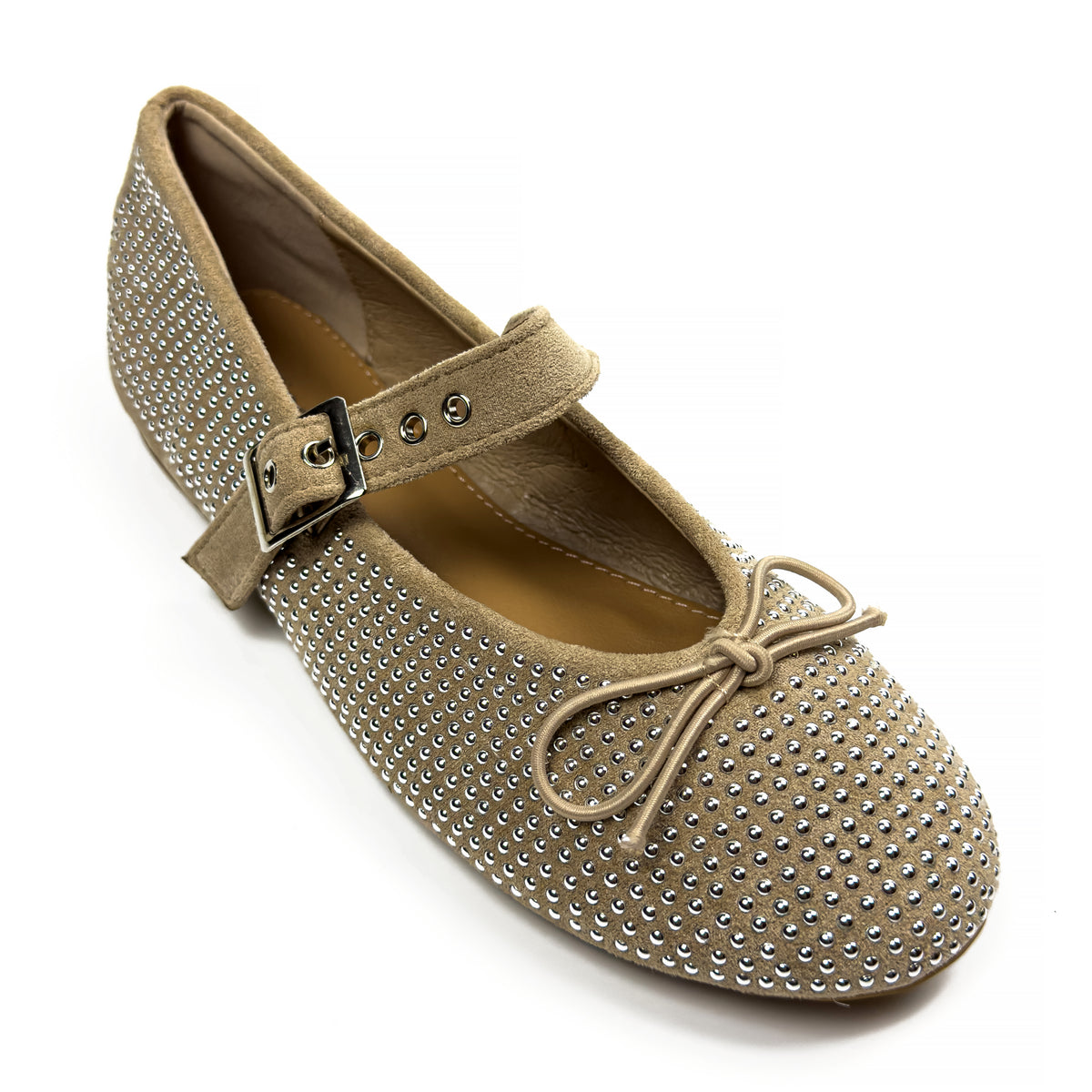 Ballerines Mary Jane Cloutées en Suédine