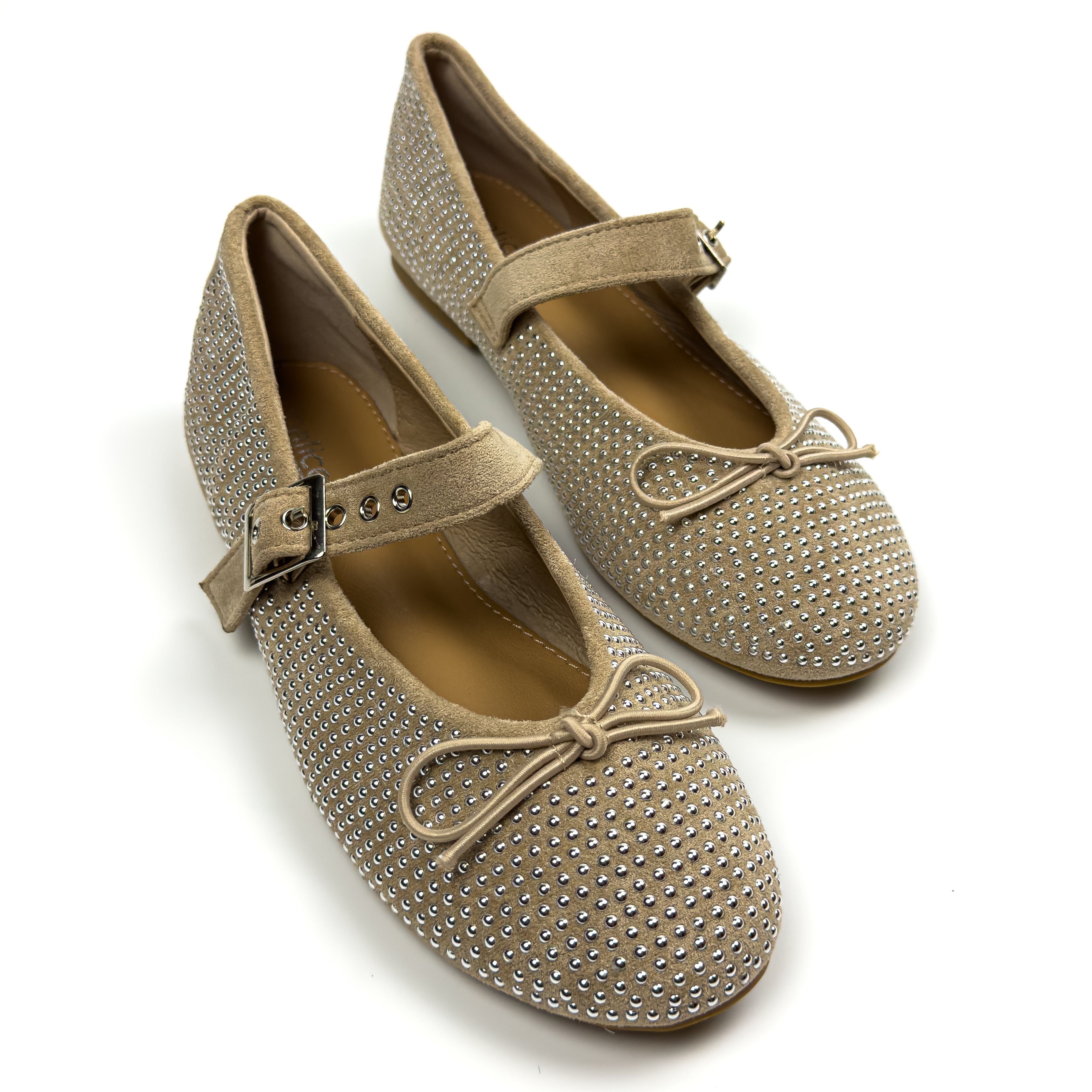 Ballerines Mary Jane Cloutées en Suédine
