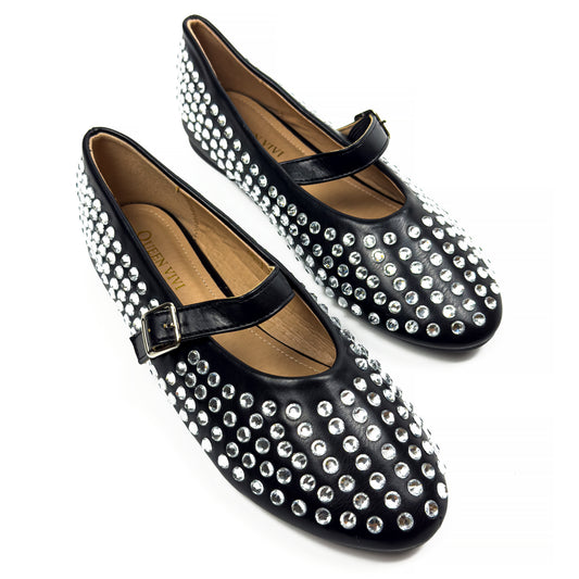 Ballerines Mary Jane Style Babies à Strass pour Femme