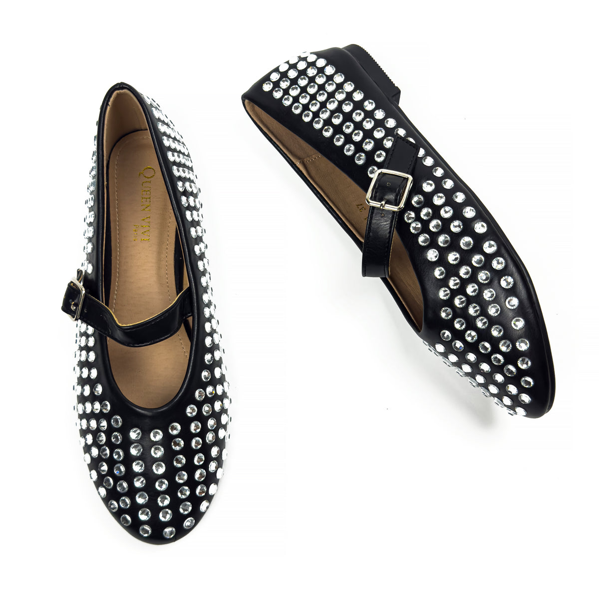 Ballerines Mary Jane Style Babies à Strass pour Femme