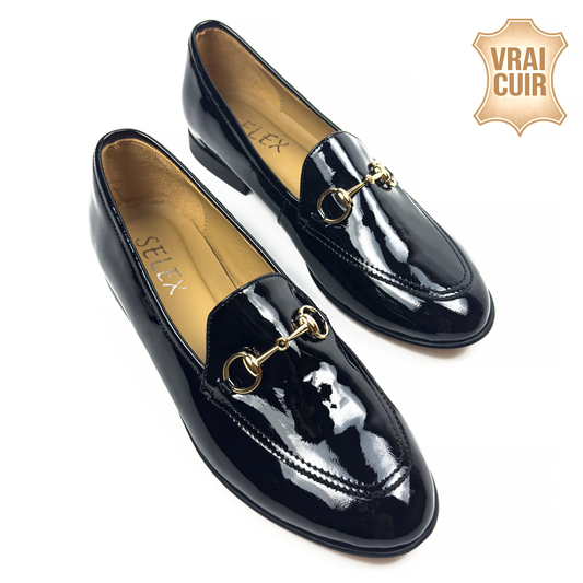 Mocassins Classiques pour Femme en Vrai Cuir Verni