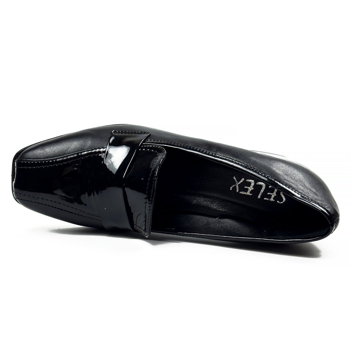 Mocassins à Talon Carré pour Femme en Vrai Cuir Lisse et Verni