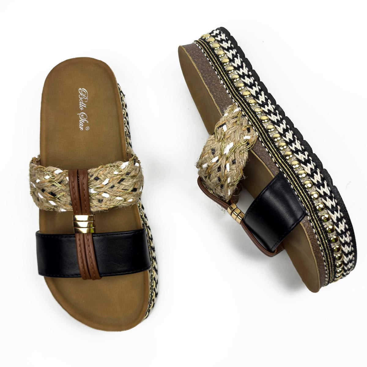 Sandales Mules à Plateforme Style Bohème Chic