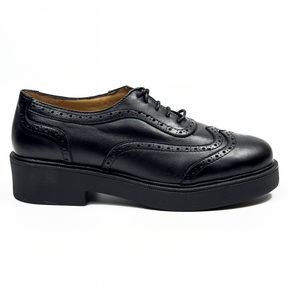Chaussures Derbies Richelieu à Plateforme pour Femme en Vrai Cuir