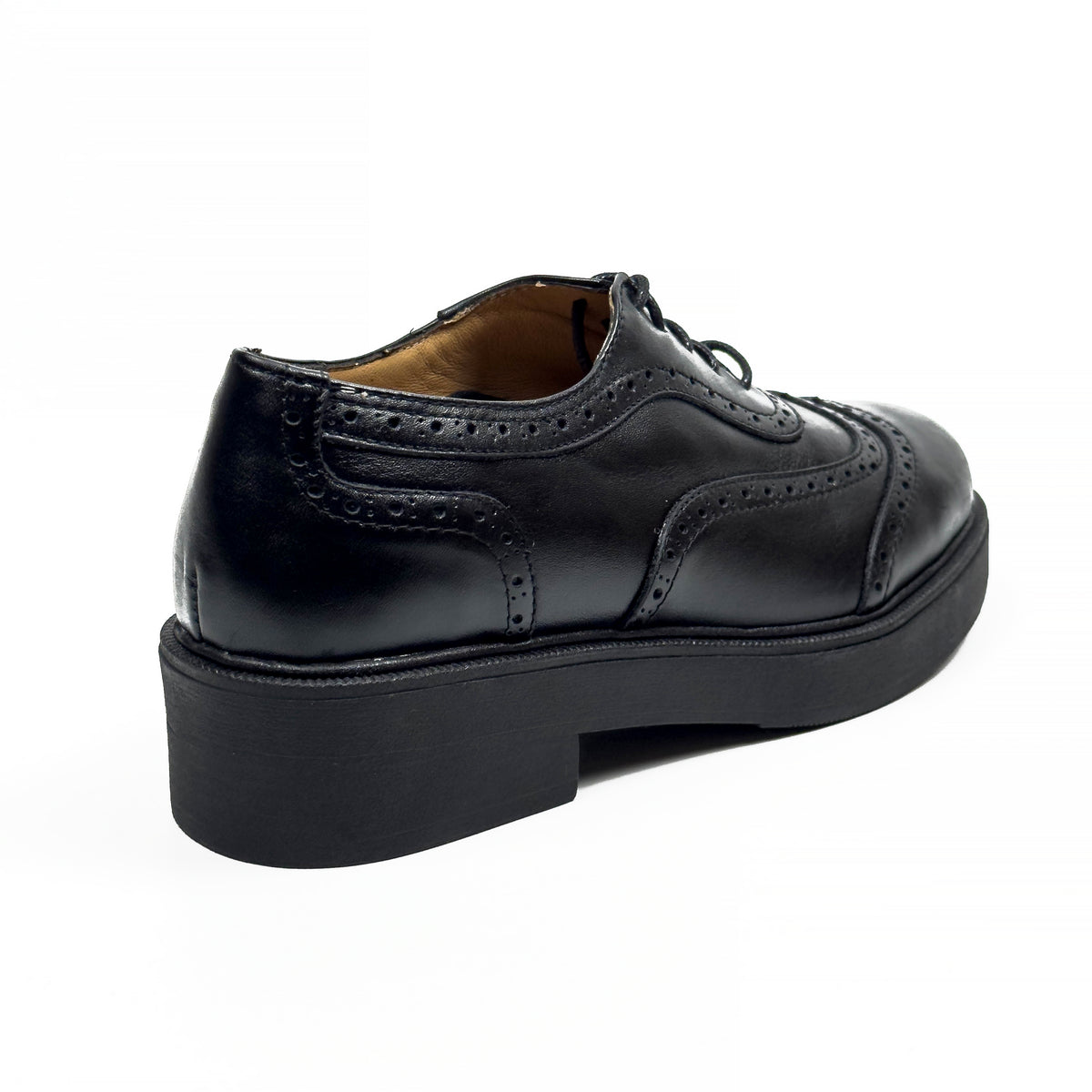 Chaussures Derbies Richelieu à Plateforme pour Femme en Vrai Cuir