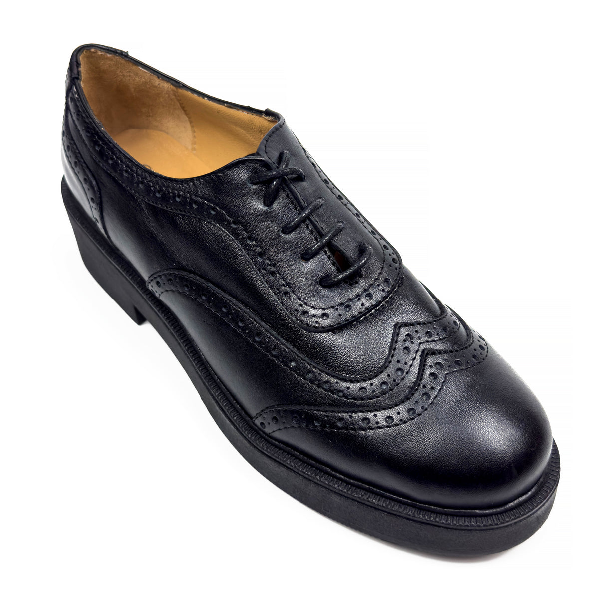 Chaussures Derbies Richelieu à Plateforme pour Femme en Vrai Cuir