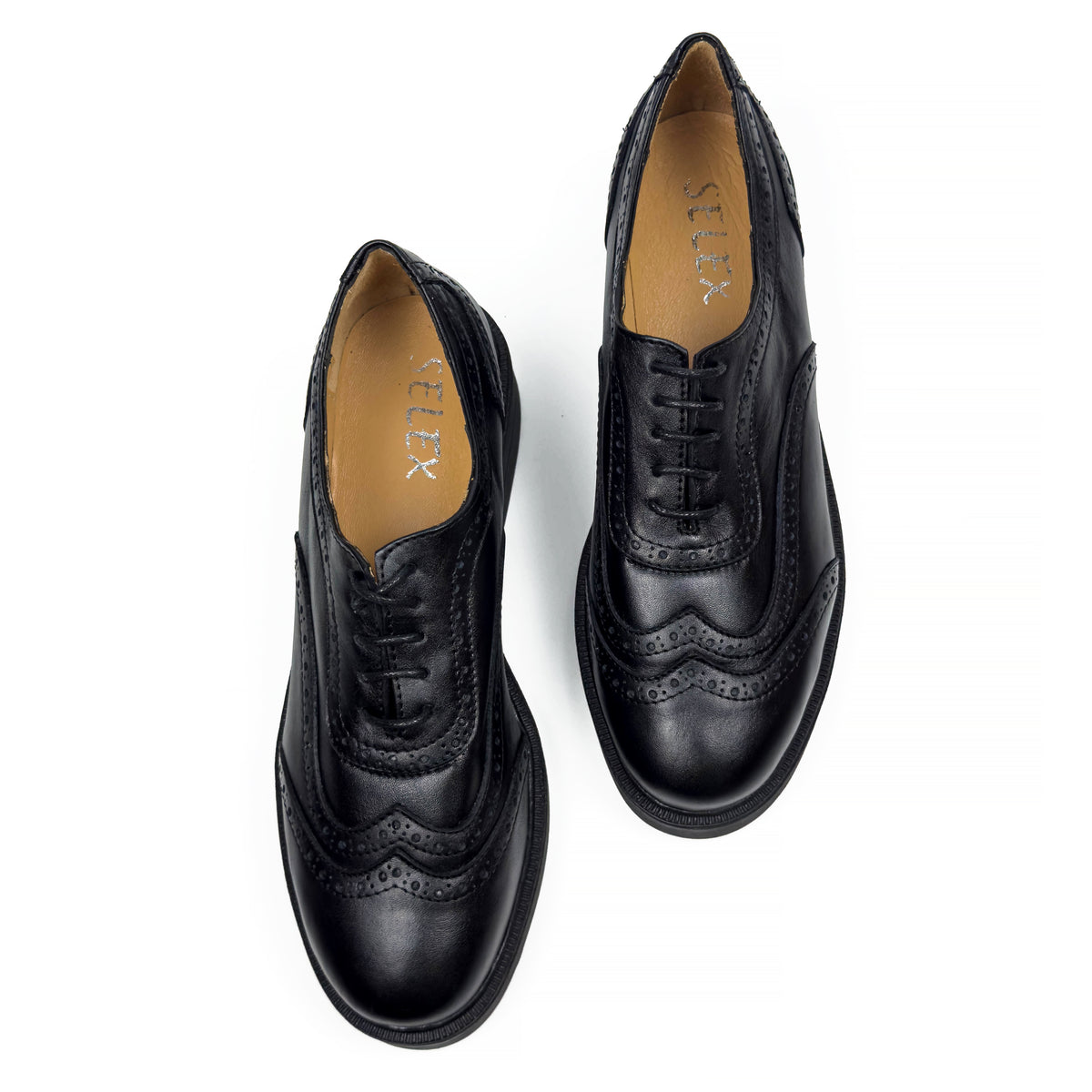 Chaussures Derbies Richelieu à Plateforme pour Femme en Vrai Cuir