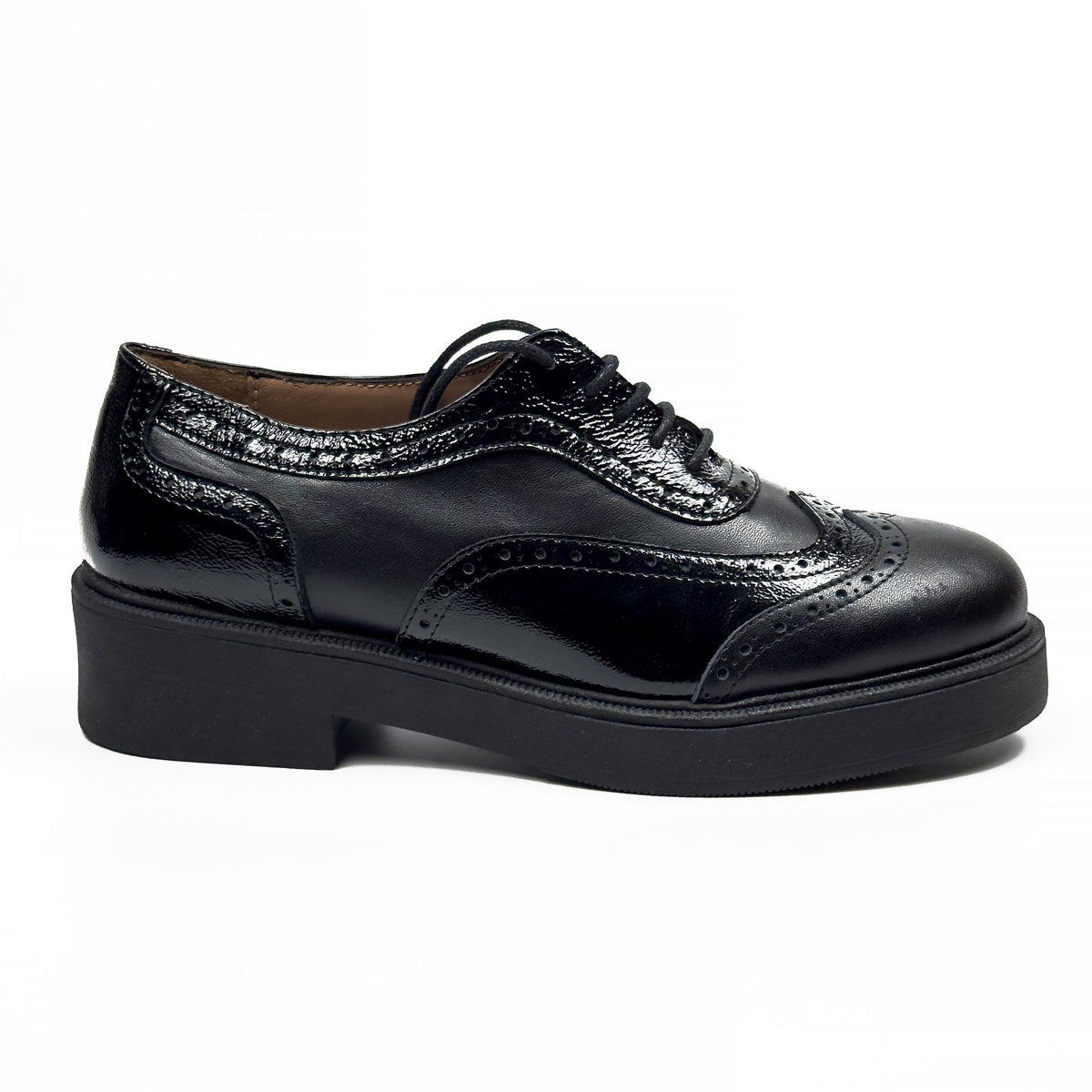 Chaussures Derbies Richelieu à Plateforme pour Femme en Vrai Cuir
