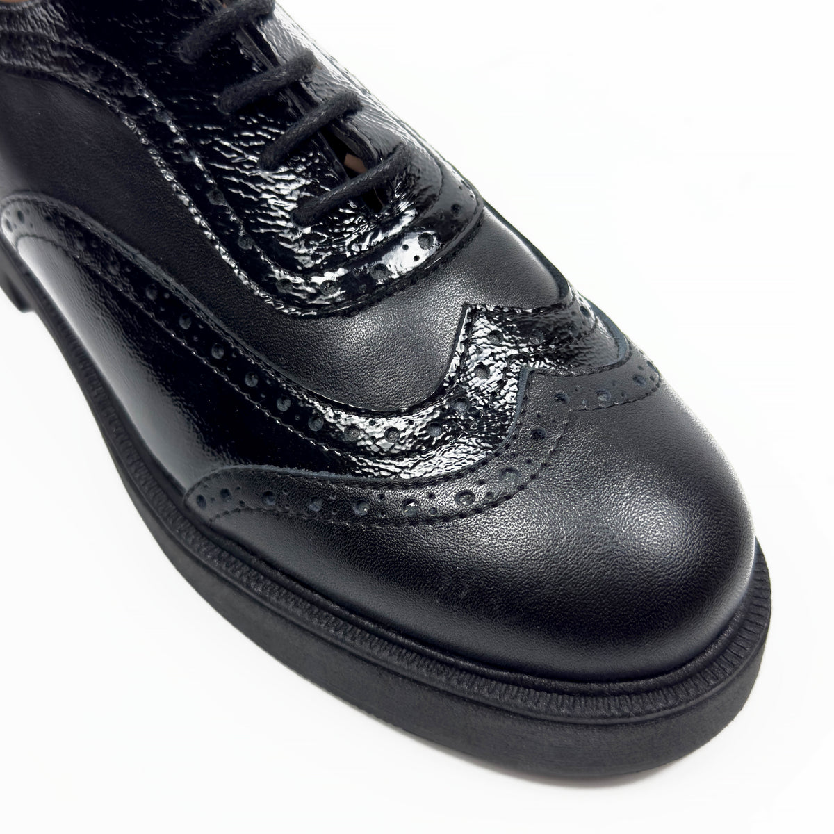 Chaussures Derbies Richelieu à Plateforme pour Femme en Vrai Cuir